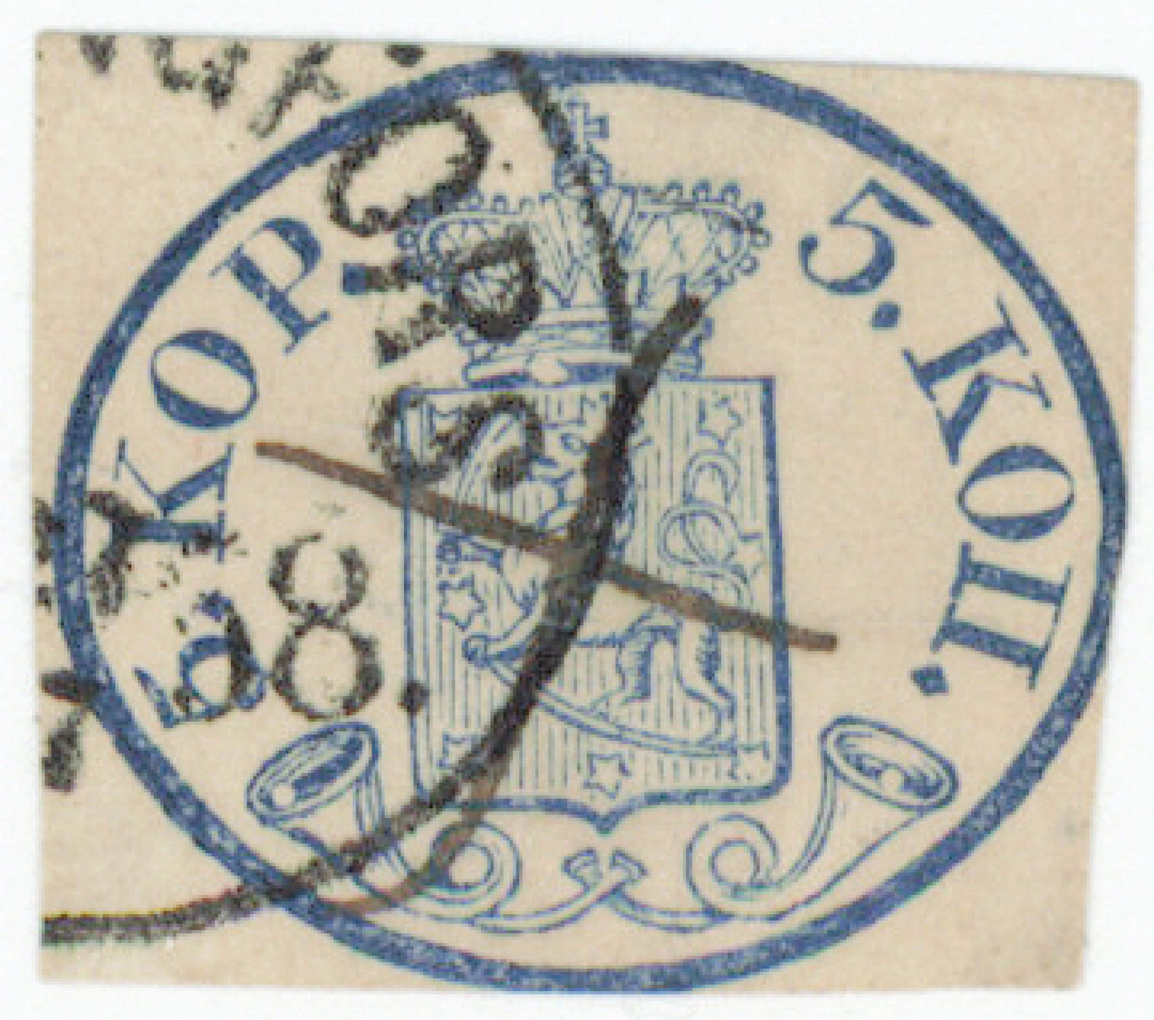 5 kop small pearls, dark blue, narrow margins. Beautiful Helsingfors