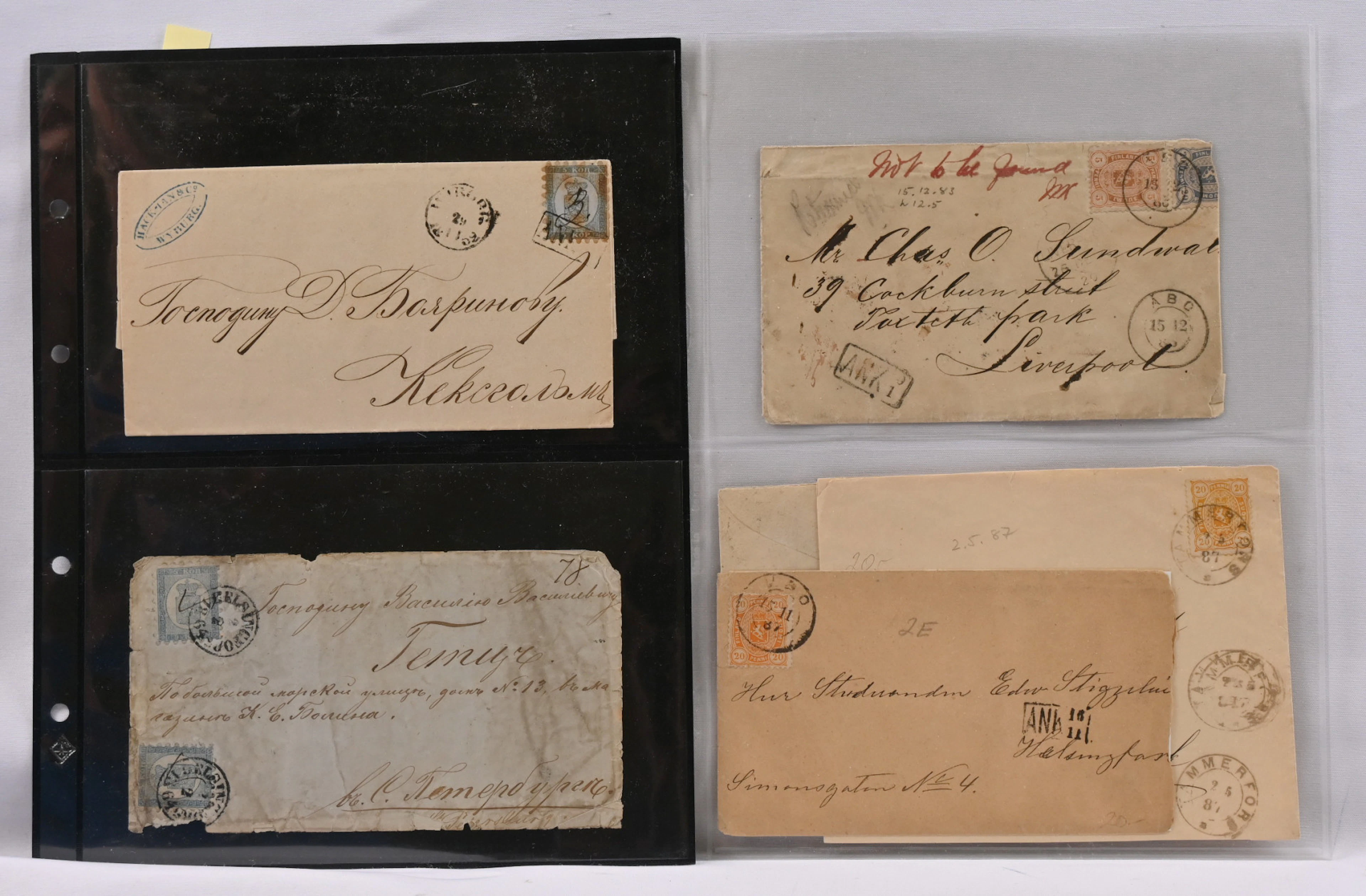 1860 onwards selection of ca. 40 postal items, eg. foreign destinations