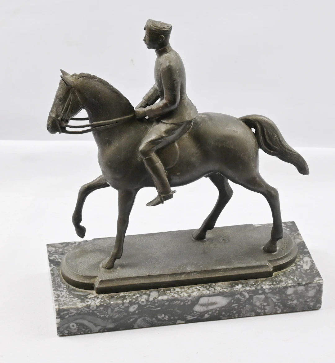 Miniature sculpture of King Christian X of Denmark on horseback, by