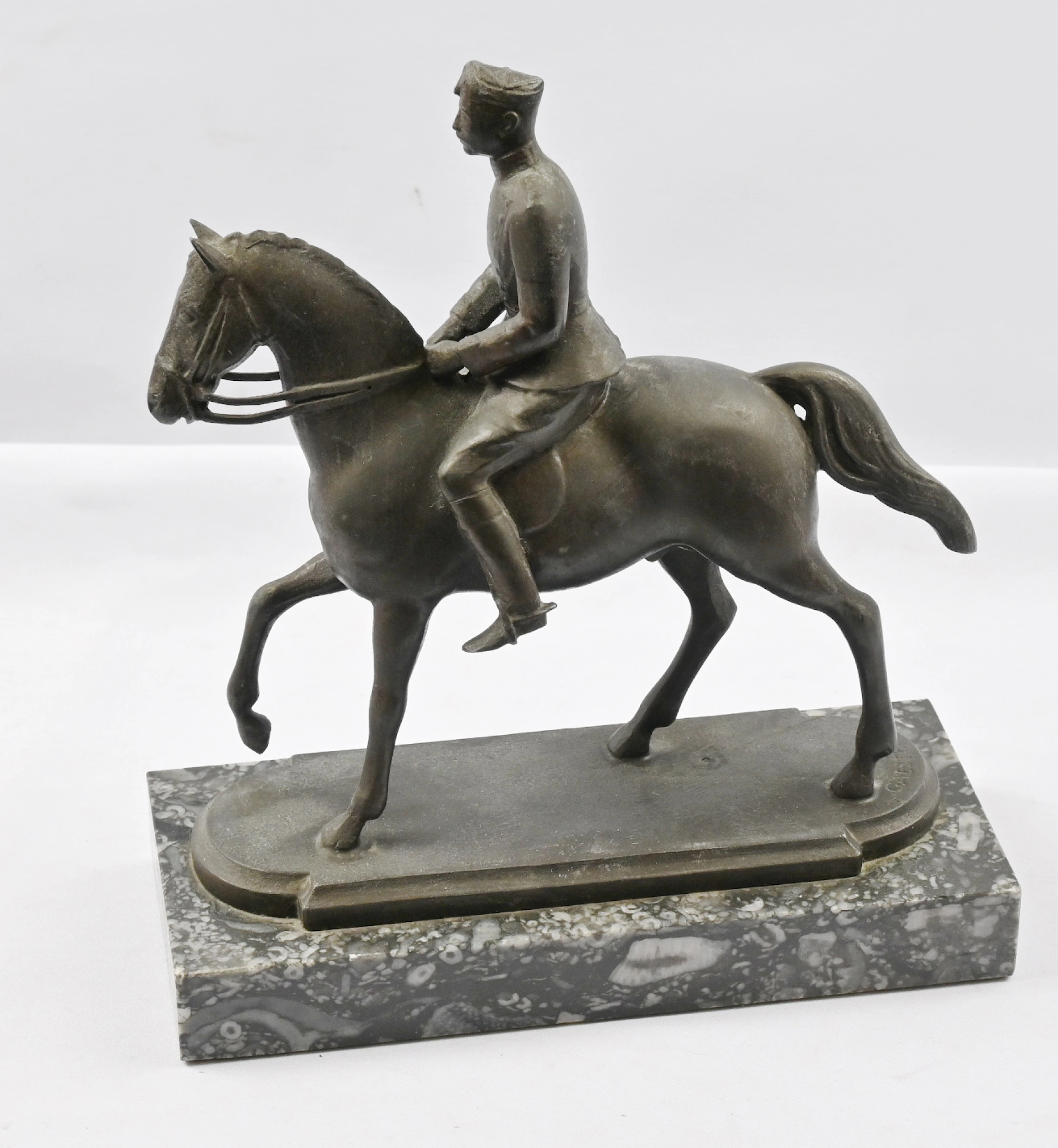 Miniature sculpture of King Christian X of Denmark on horseback, by
