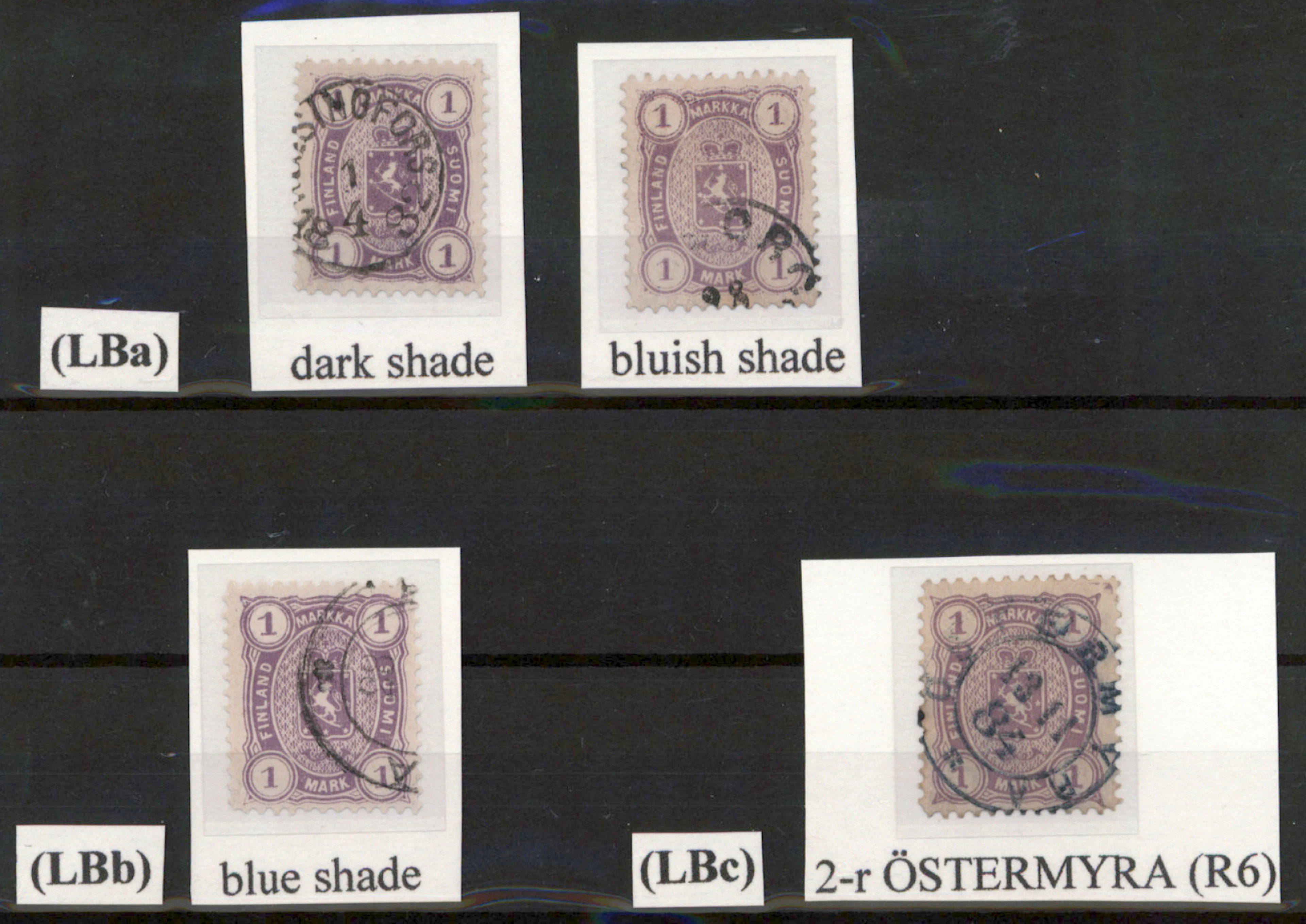 Colors of the 1 markka Charta Sigillata printing with perforation