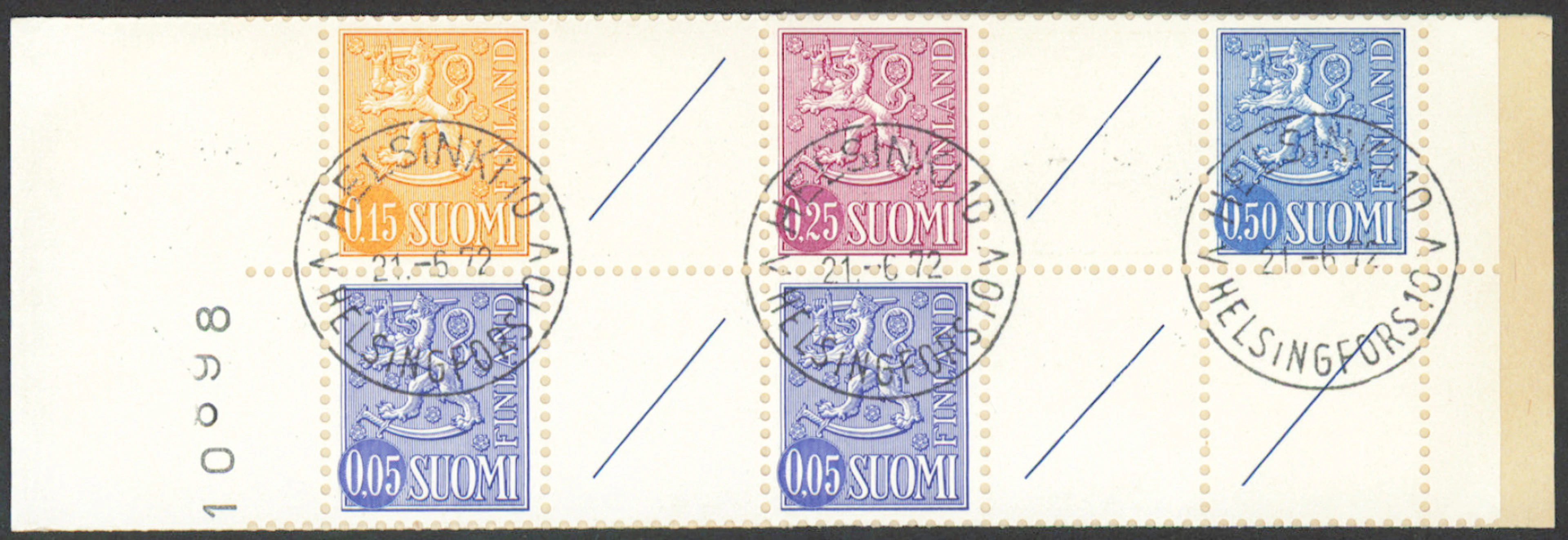 AV5 E1a N TL2/0,05 control number, first day cancelled booklet.