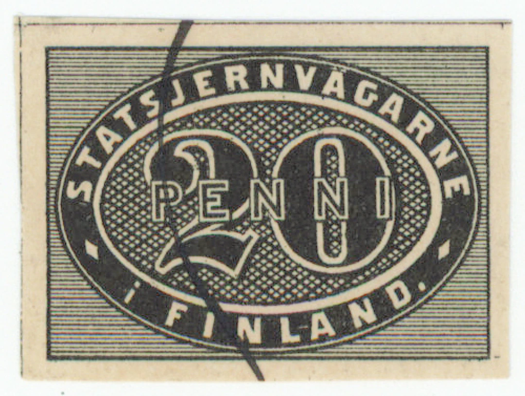 VR 1871 20 penni black. Ink cancellation.