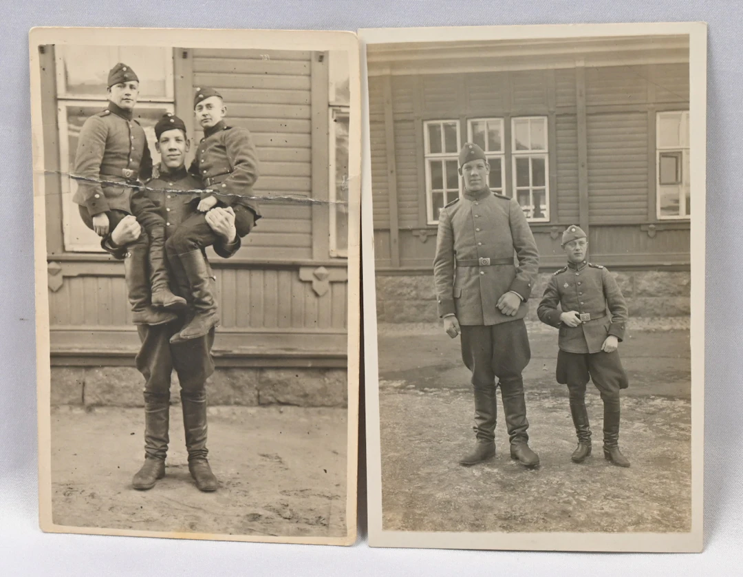 Väinö Myllyrinne, Finland's tallest man, two original photograph cards.
