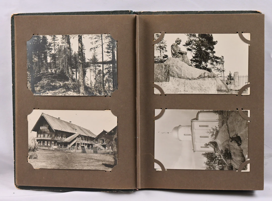 Topographical card selection of over 90 pieces in an album, only old material.