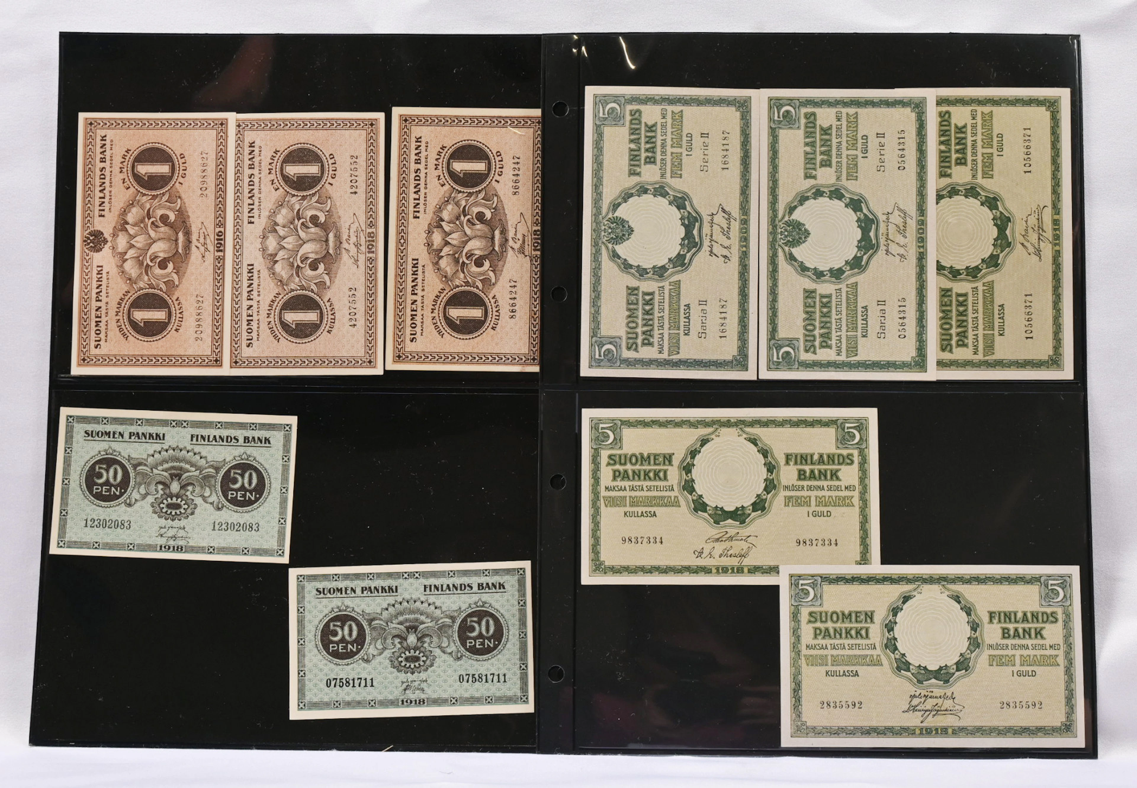 1909 - 1918 fine selection from 25 penni to 100 markka. Nearly 30