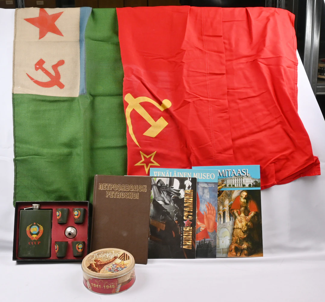 Soviet Union era flags two pieces, national flag as well as a small