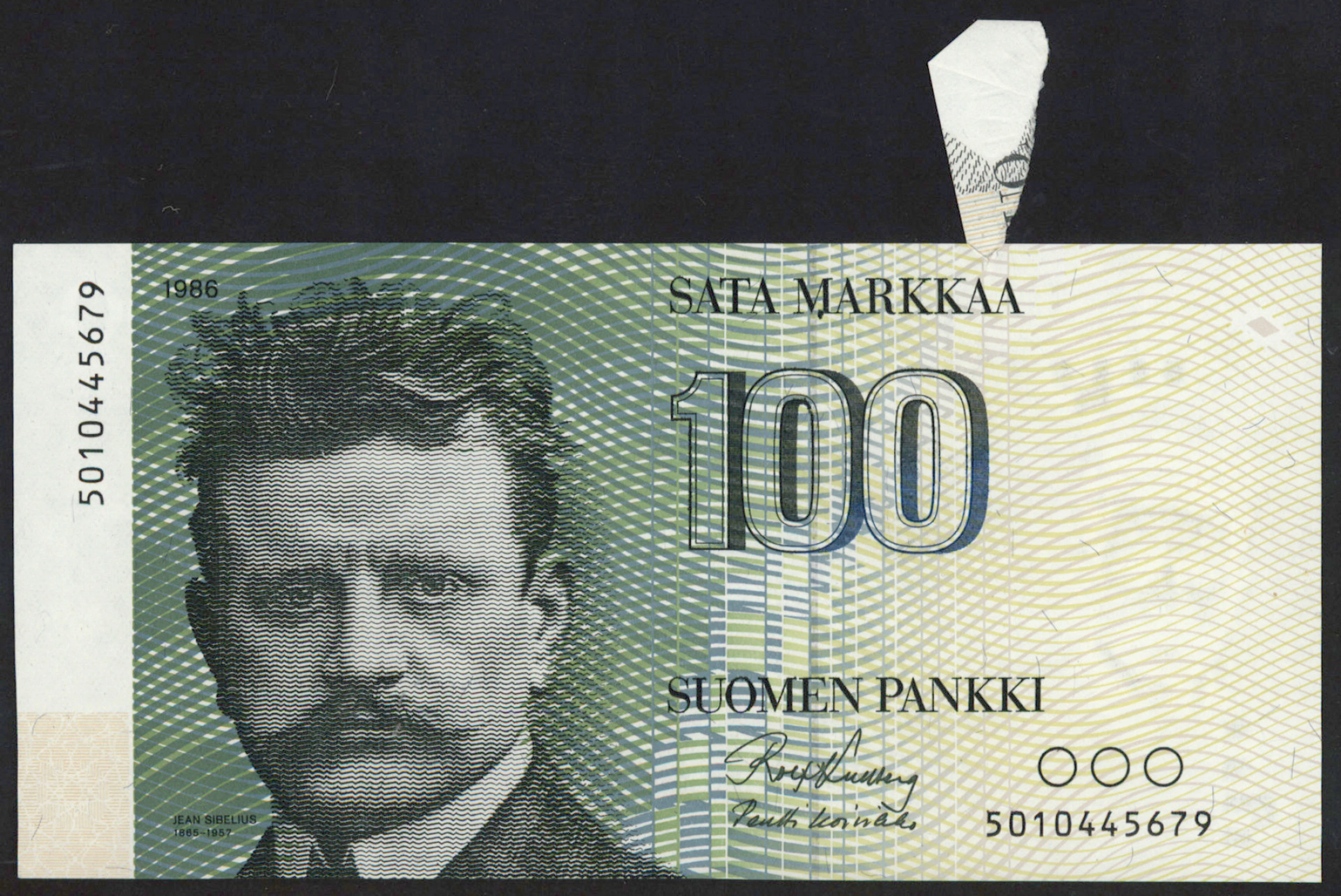 1986 100 markka printing variety.