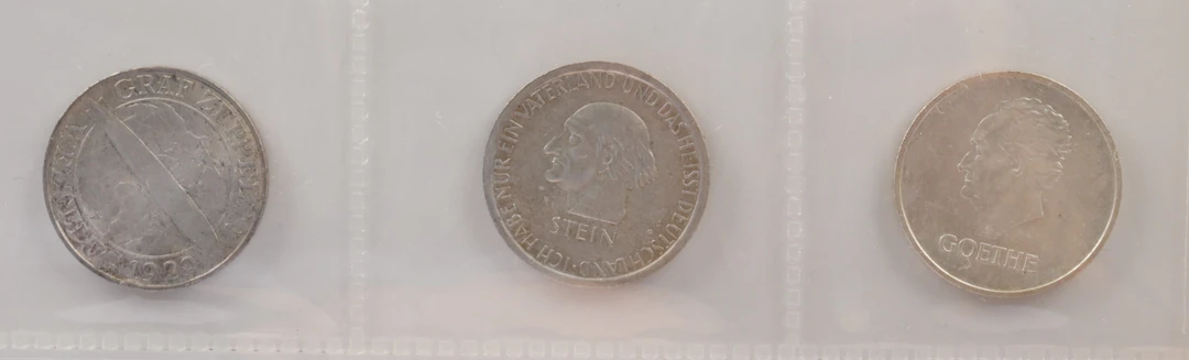 Germany, Weimar Republic, three fine 3 Reichsmark silver coins: 1930