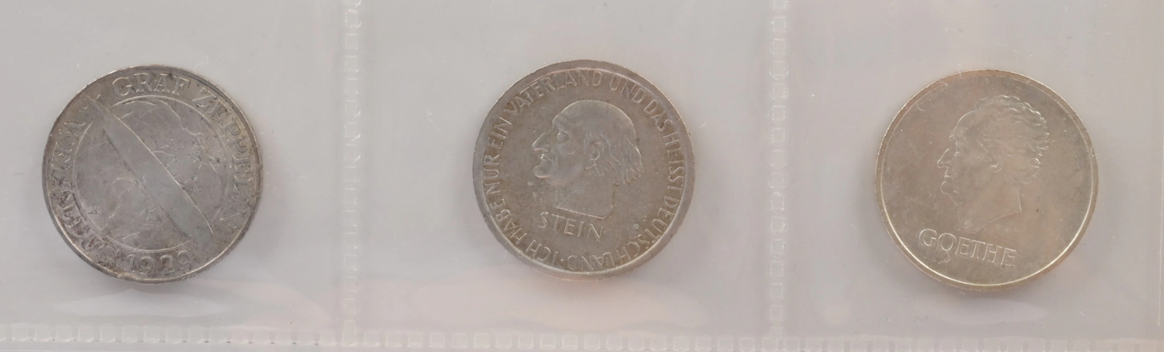 Germany, Weimar Republic, three fine 3 Reichsmark silver coins: 1930