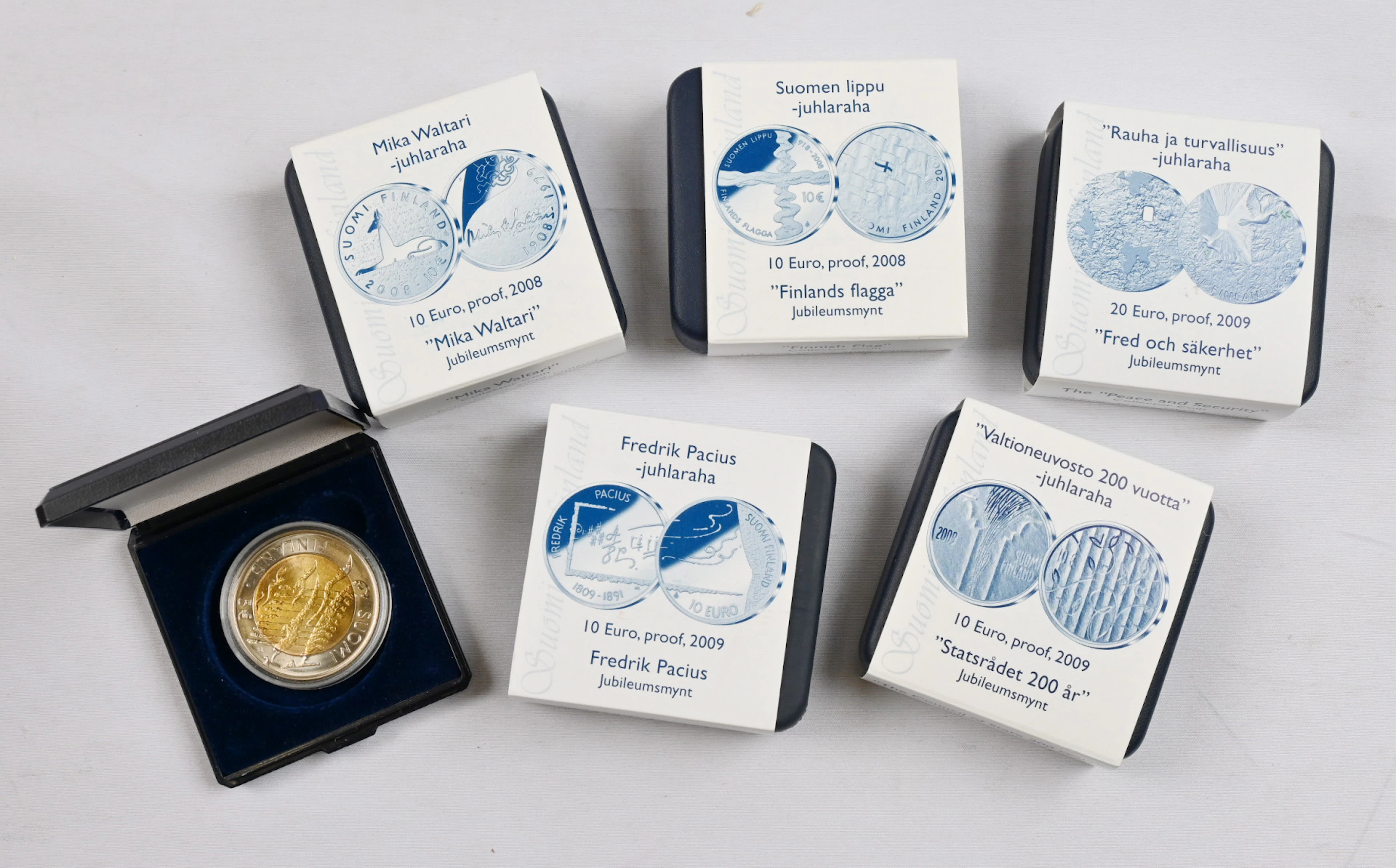 2008 - 2009 10€ and 20€ proof coins five different + 2007 5€ BU