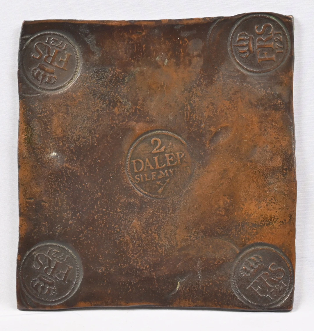 Sweden 1721 2 Daler plate money, size approximately 17 x 17.5 cm