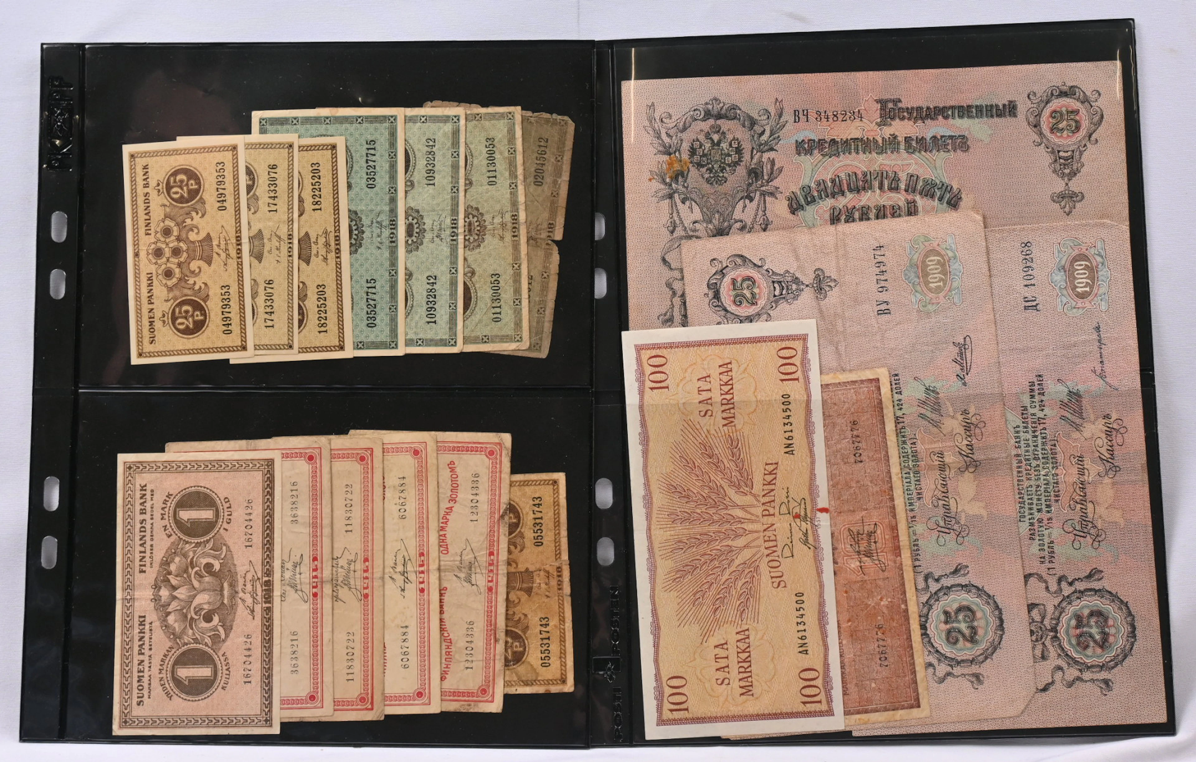Selection of approximately 50 pieces starting from 25 penni to 1000