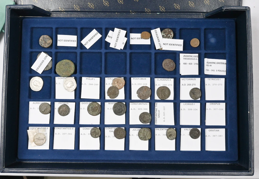 Ancient Roman coins interesting collection in a box. Over 30 coins