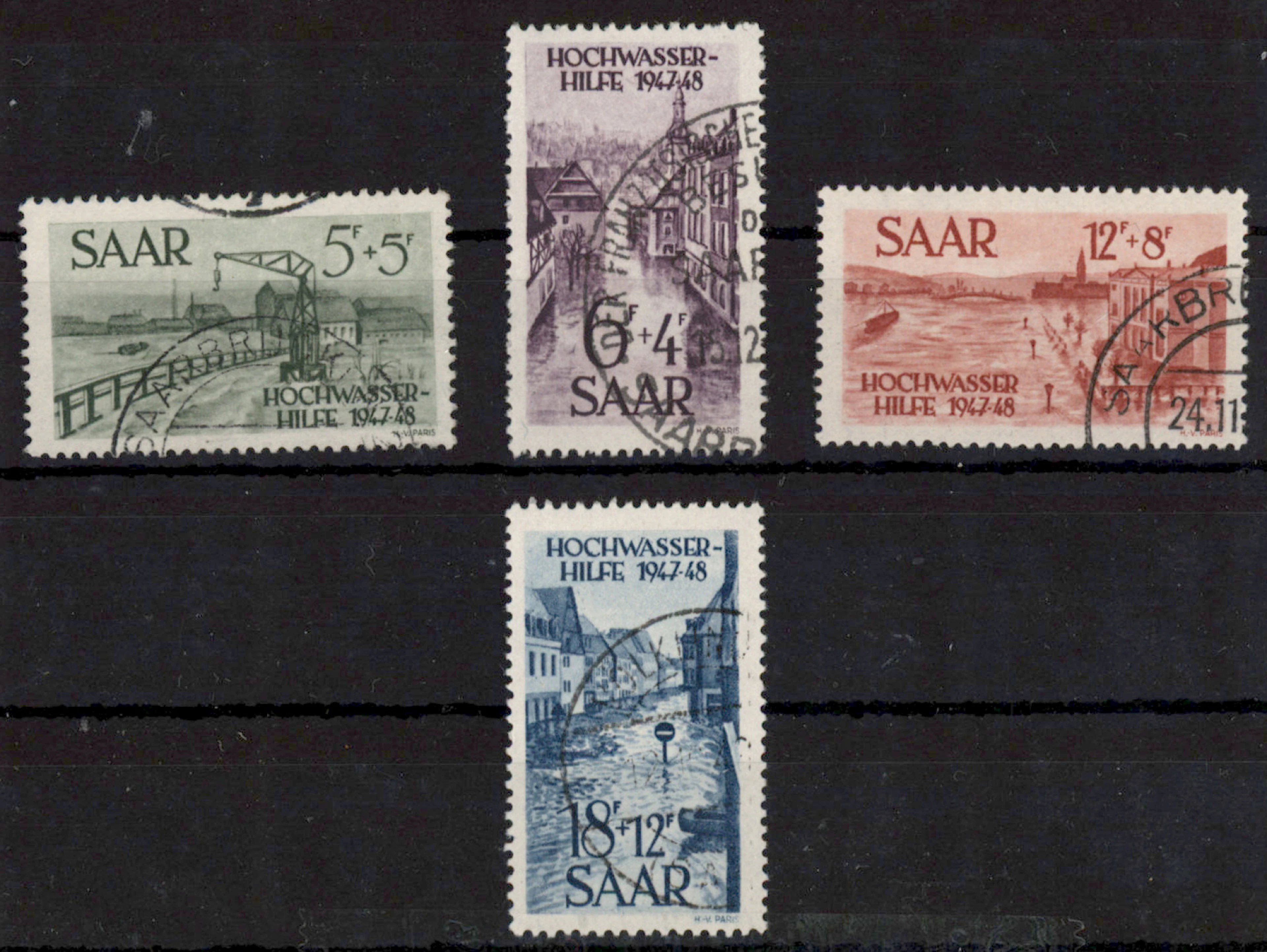 1948 Flood relief Mi 255-258, used stamps.