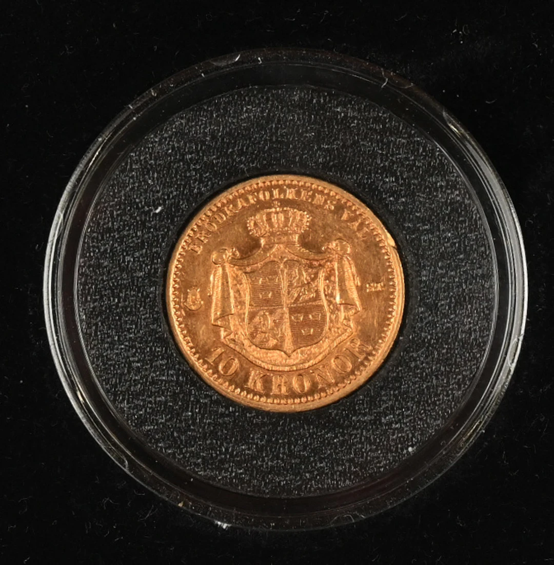 Sweden 1873 10 krona, Oscar II, gold.