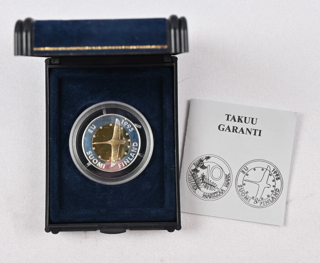 1995 10 markka EU presidency, gold/silver.
