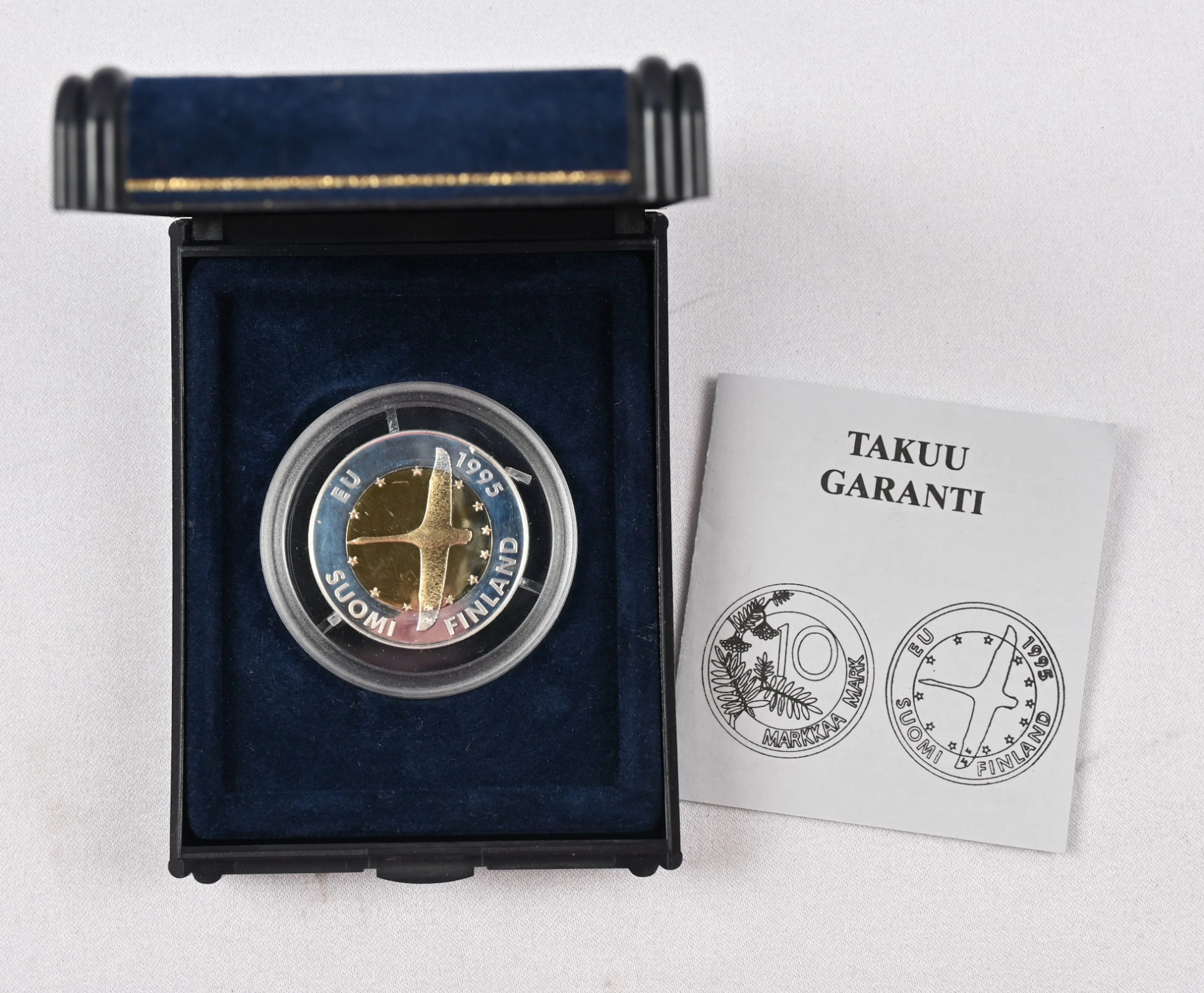 1995 10 markka EU presidency, gold/silver.