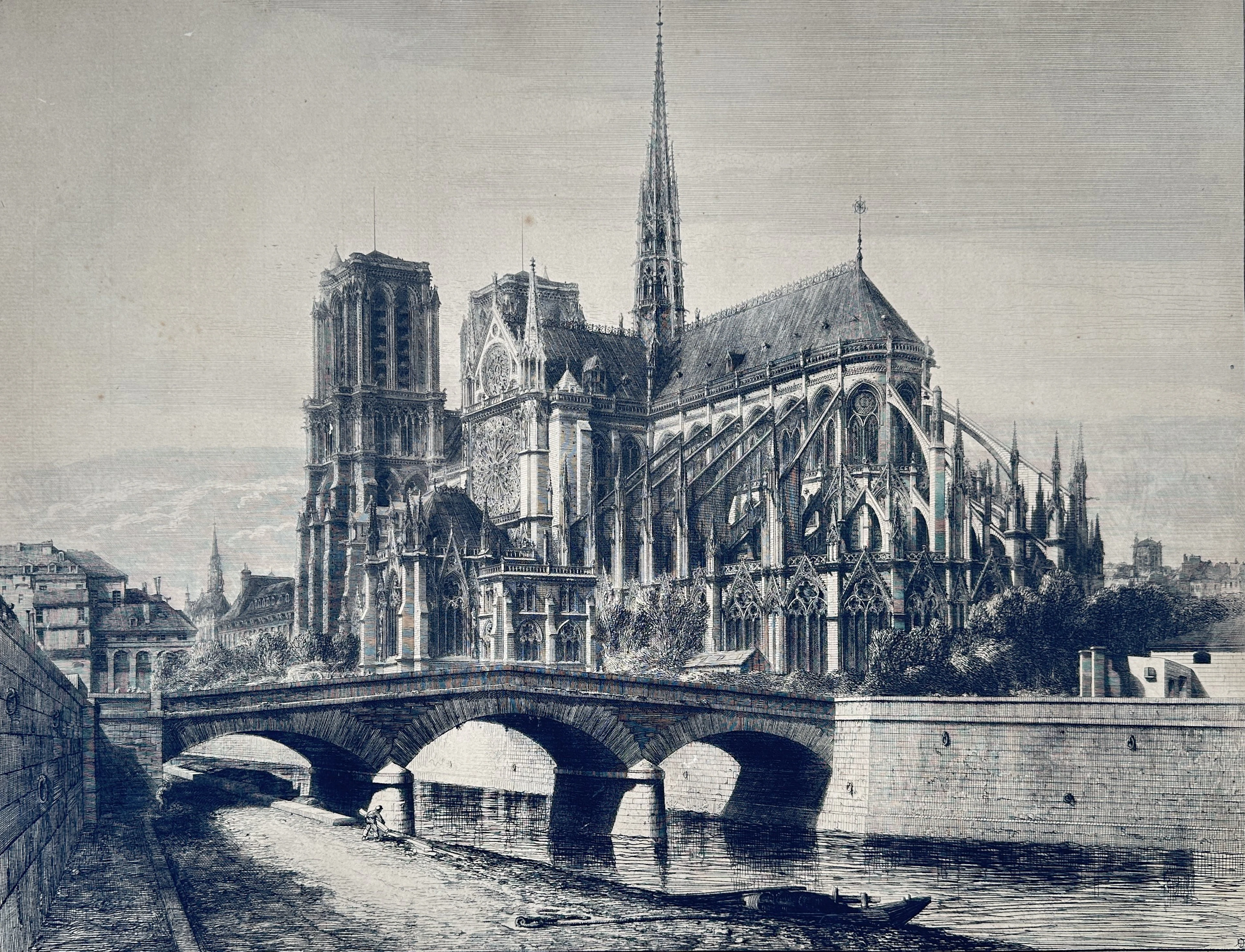 Lucien Gautier (1850–1925) – Notre-Dame de Paris – Etching (19th Century)