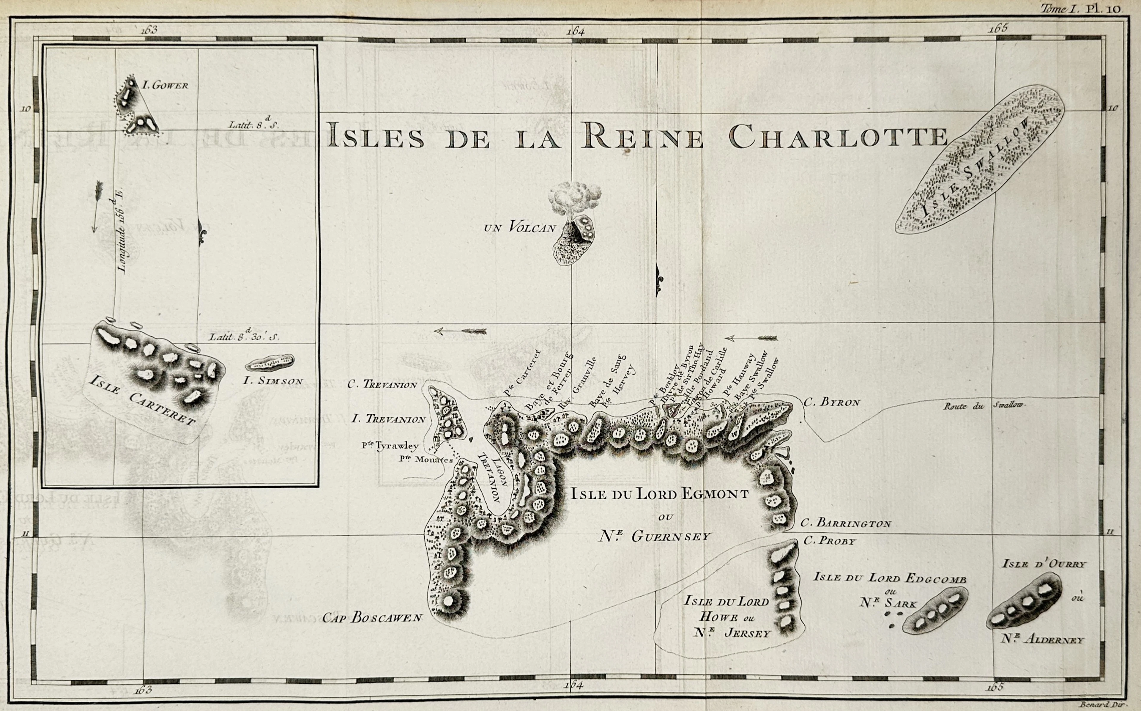 James Cook (1728–1779) – Map of the Queen Charlotte Islands (South