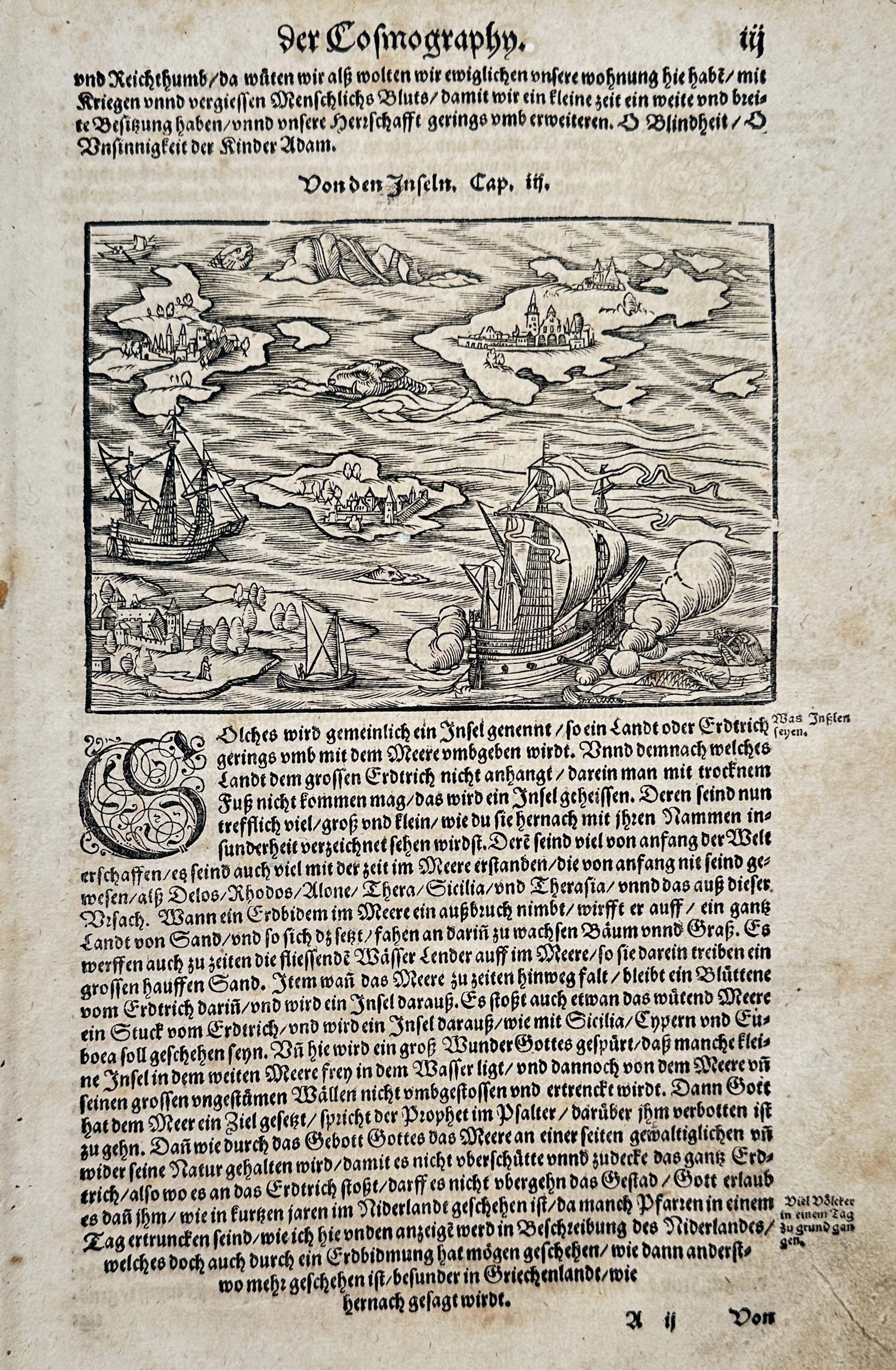 Sebastian Münster (1488–1552) – View of Islands and Sailing Ships