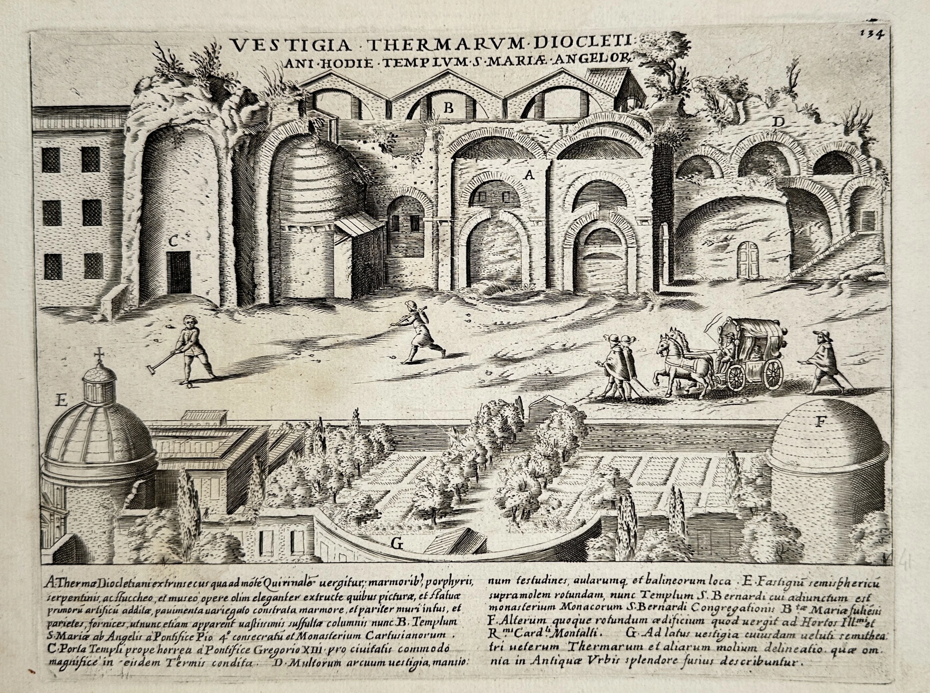 Giacomo Lauro (fl. 1600–1645) – Map of Rome: Remains of the Baths