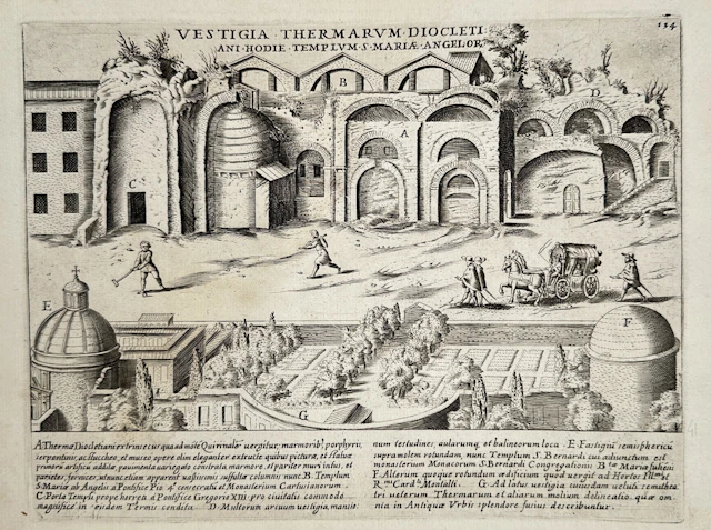 Giacomo Lauro (fl. 1600–1645) – Map of Rome: Remains of the Baths