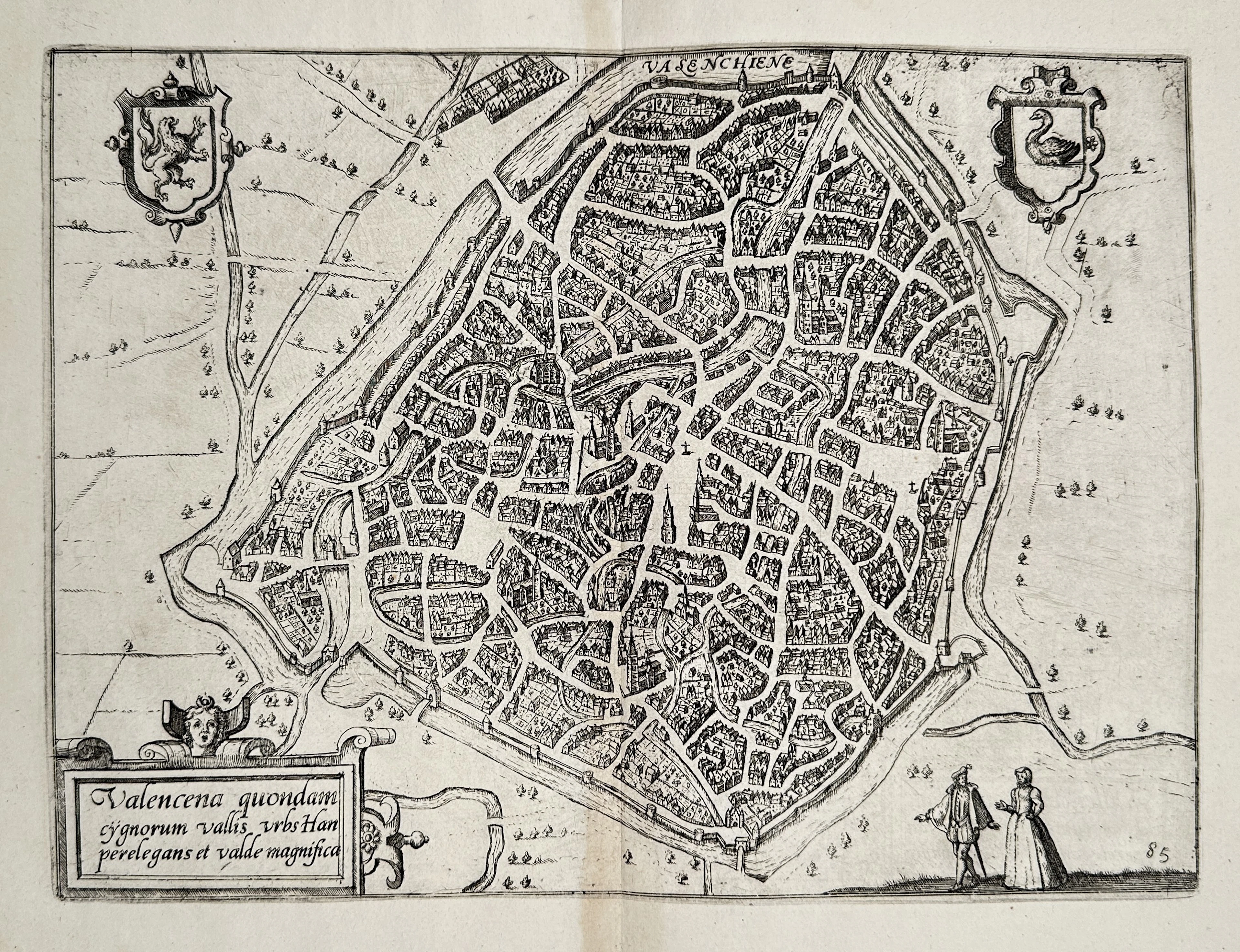 Ludovico Guicciardini (1521–1589) – Map of France - Valenciennes /