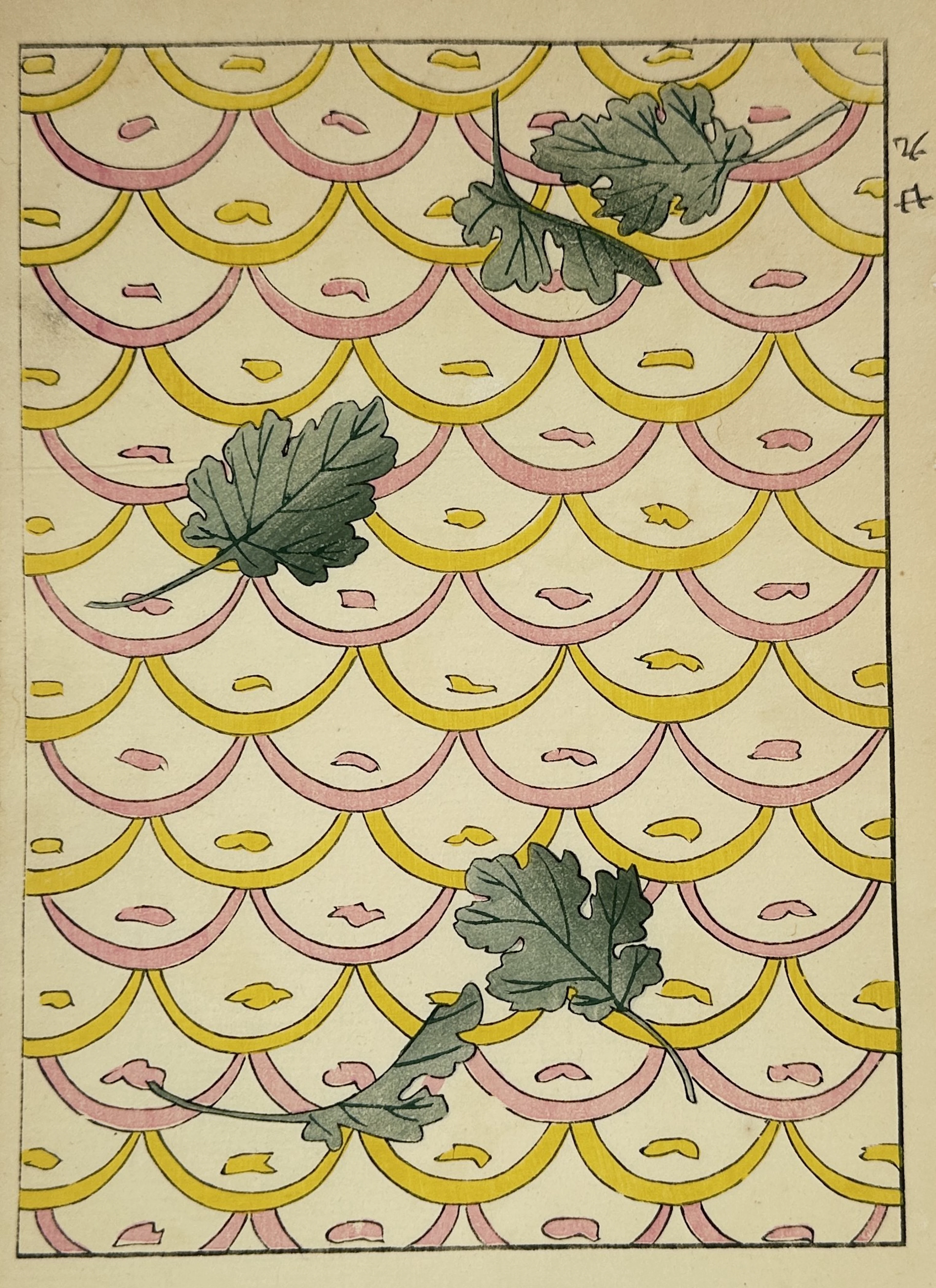 Japanese School (20th Century) – Floating Leaves and Wave Pattern