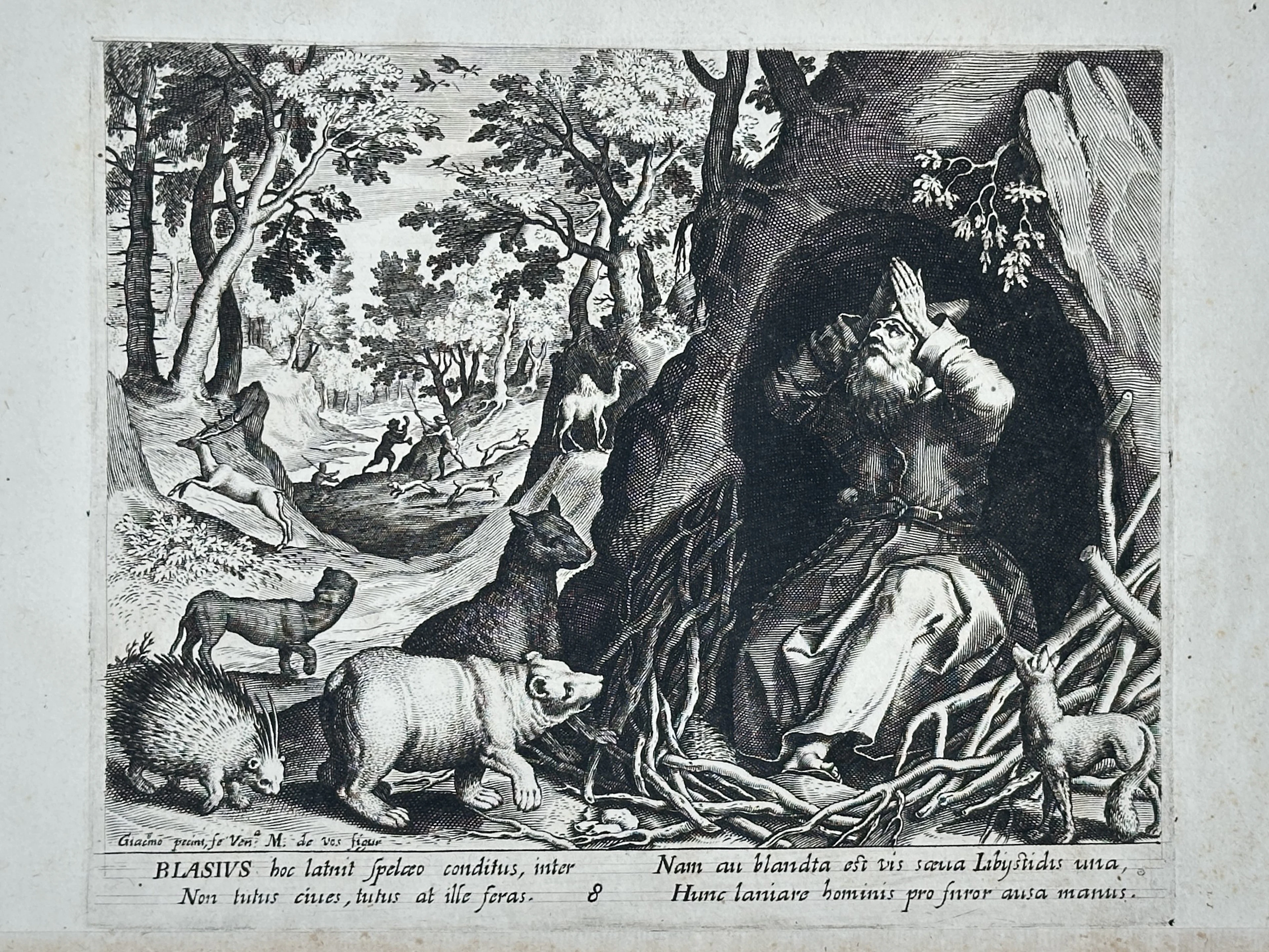 Maerten de Vos (1532–1603) – Saint Blaise in the Wilderness – Copper