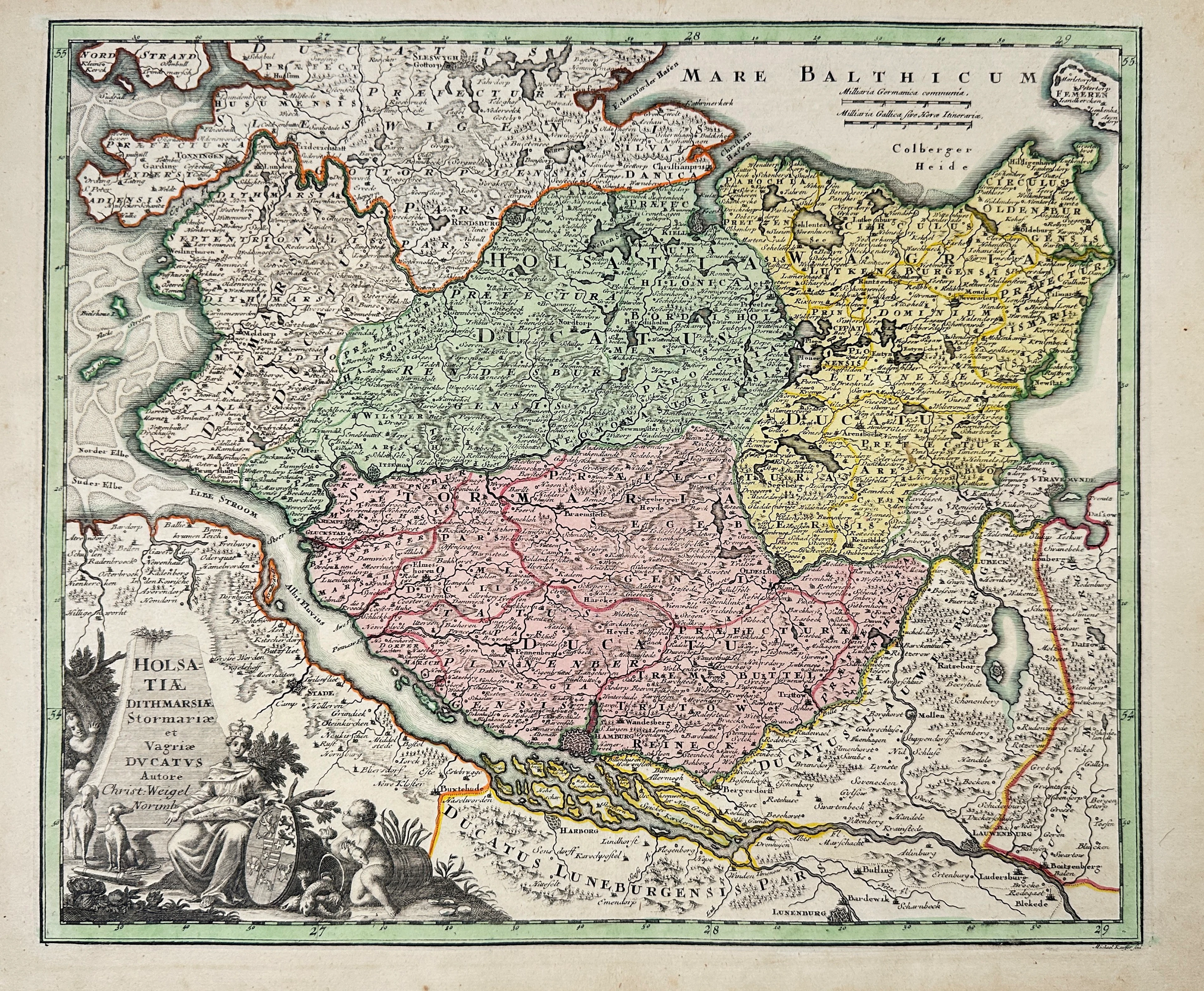 Christoph Weigel – Map of the Duchies of Holstein, Dithmarschen, Stormarn