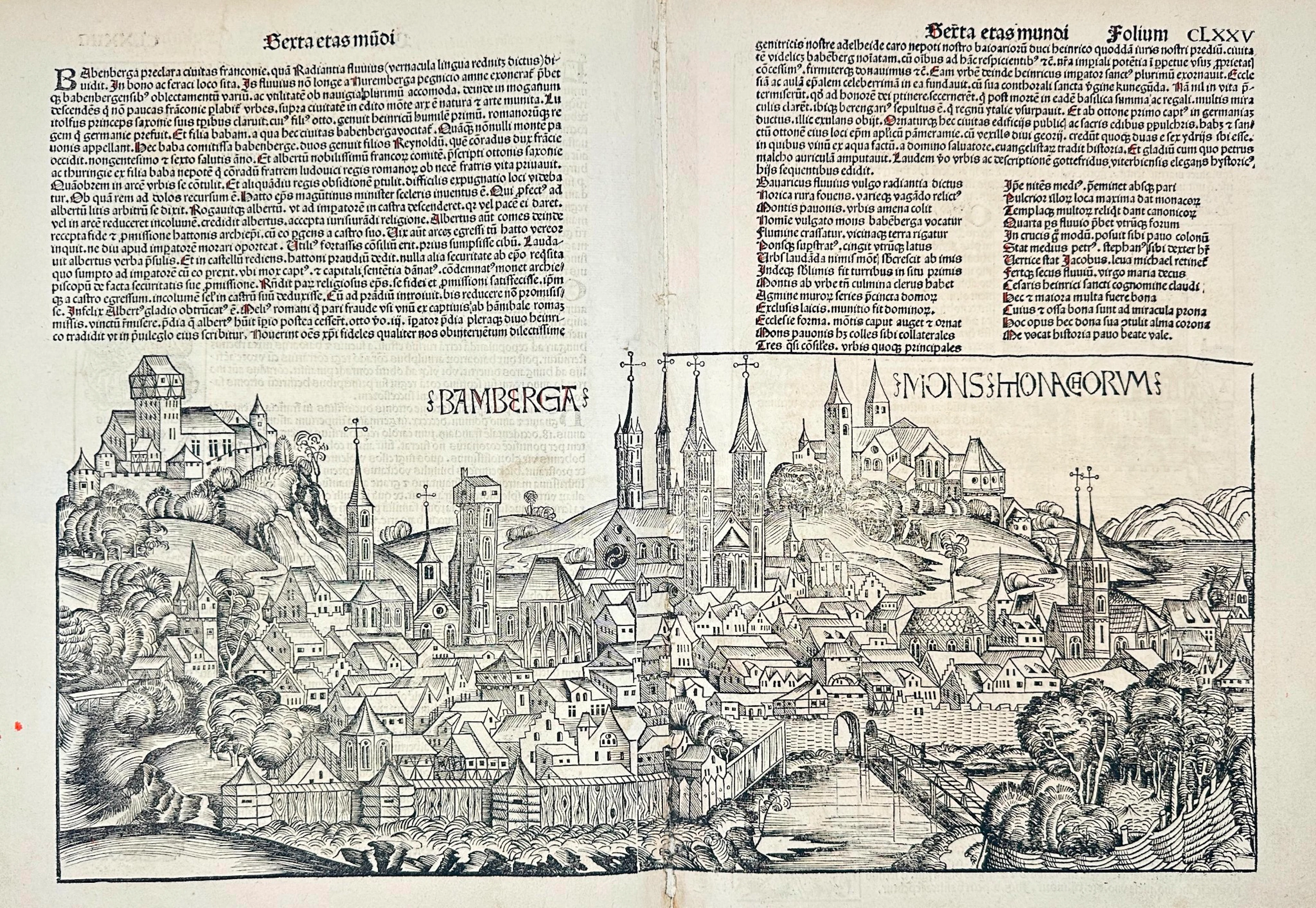 Hartmann Schedel (1440-1514) – Germany - View of Bamberg and Mons Honagorum