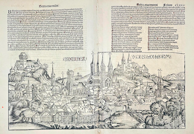 Hartmann Schedel (1440-1514) – Germany - View of Bamberg and Mons Honagorum