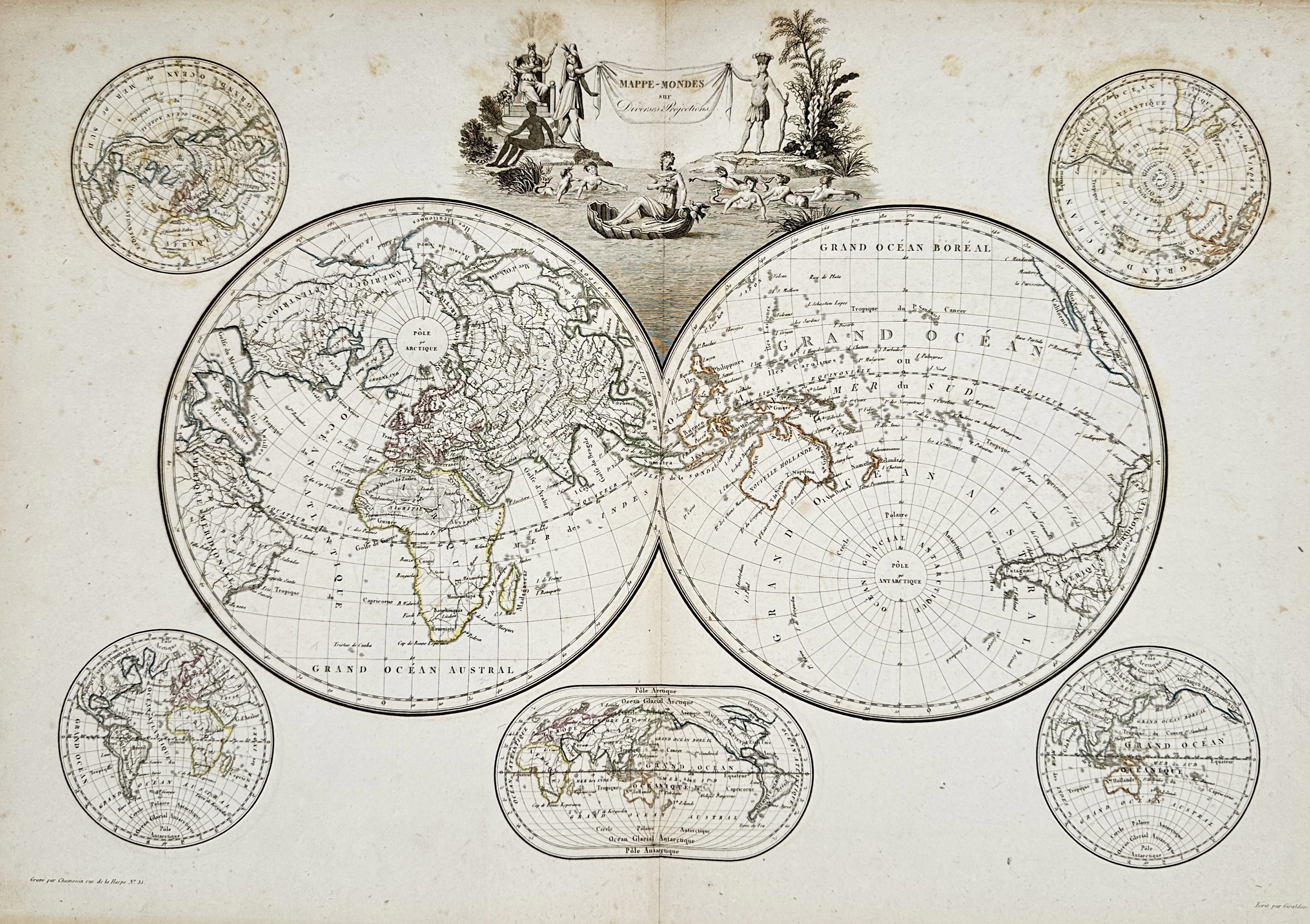 Conrad Malte-Brun (1775-1826) – World Map on Various Projections –