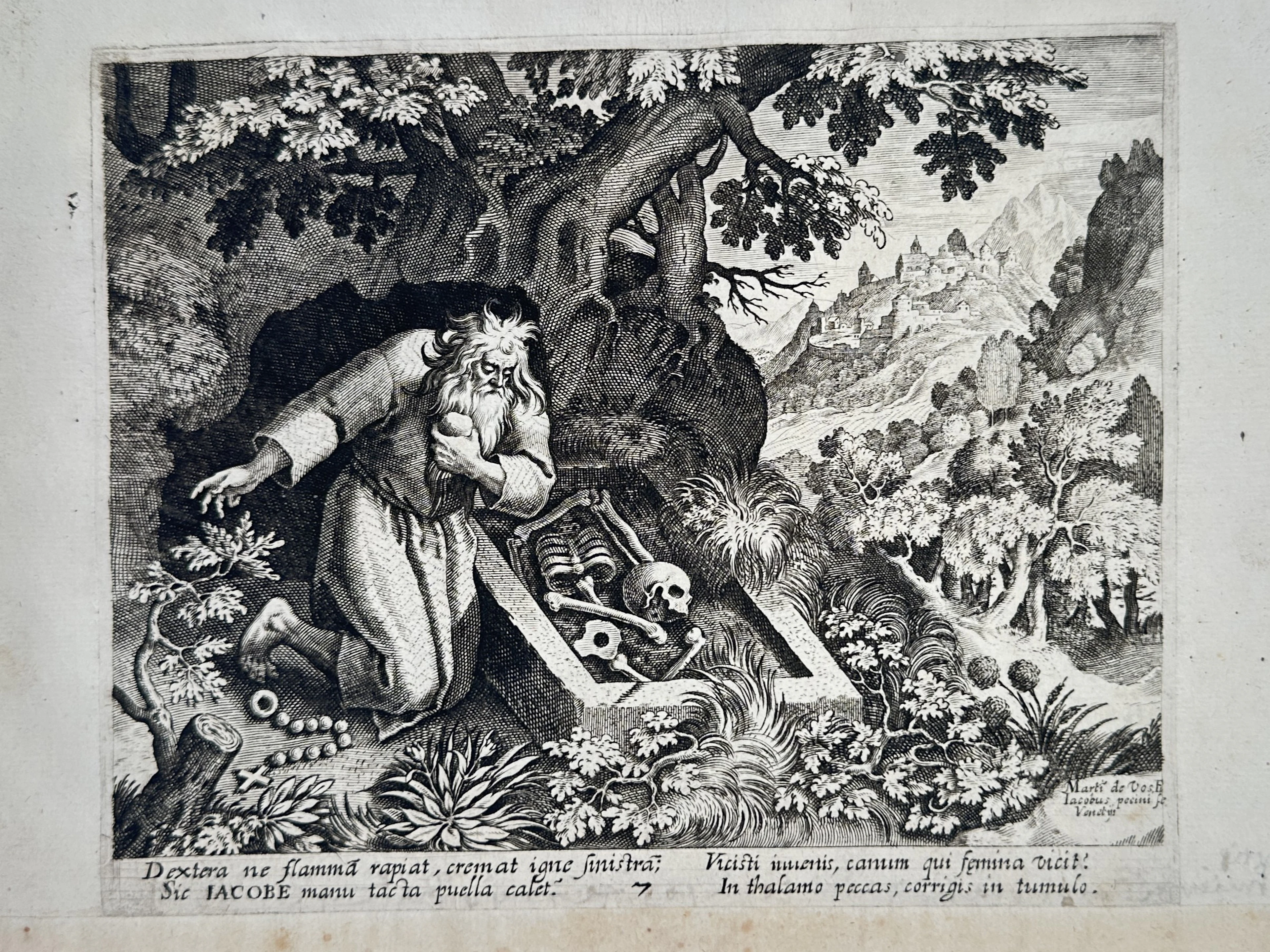 Johannes Sadeler I (1550–1600) – The Hermit Jacobus in a Cave – Copperplate