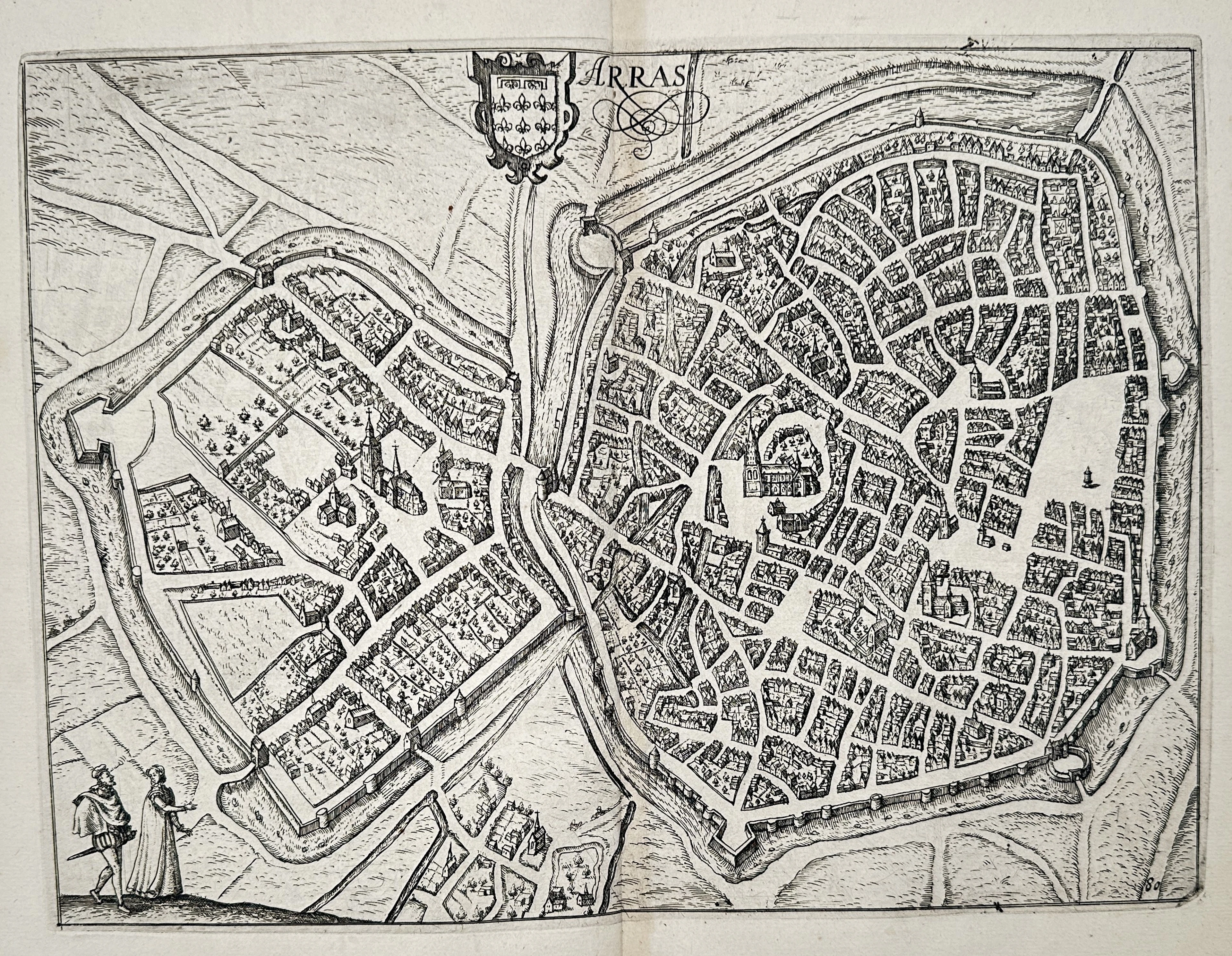 Lodovico Guicciardini (1521–1589) - Map of the City of Arras - Copperplate