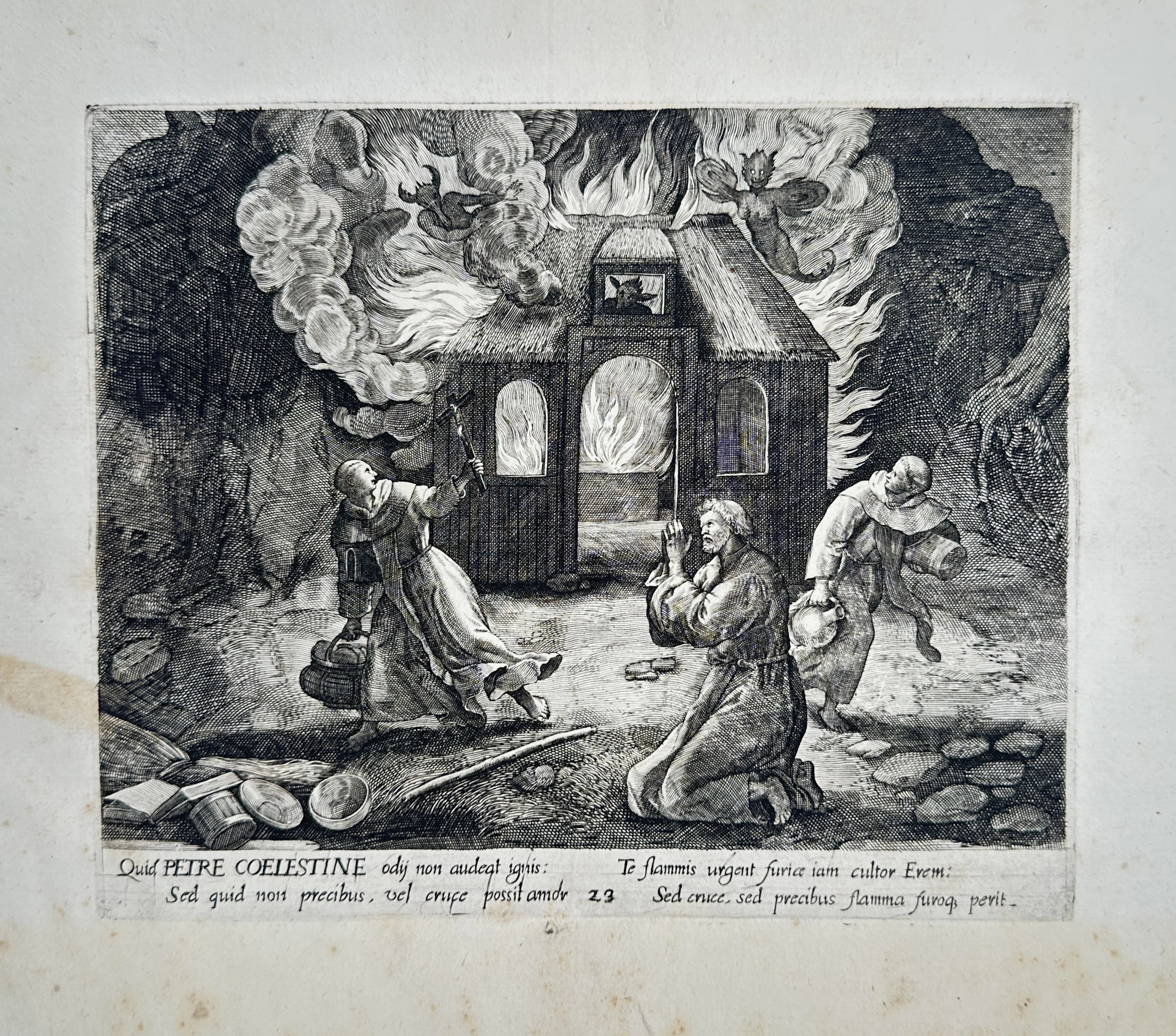 Johannes Sadeler I (1550–1600) – The Hermit Peter Celestine Resisting