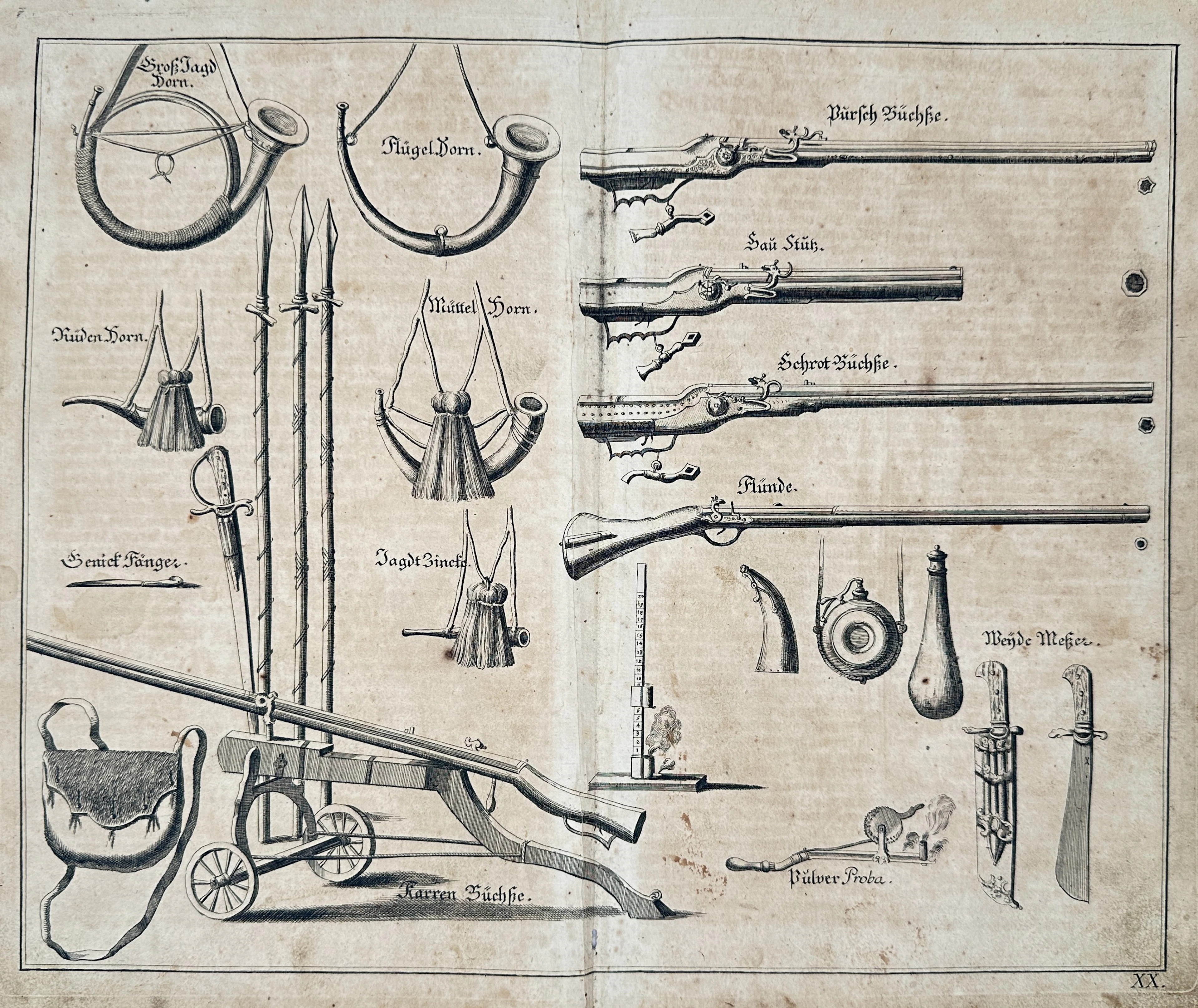 Johann Elias Ridinger (1698–1767) – Study of Hunting Weapons and Equipment