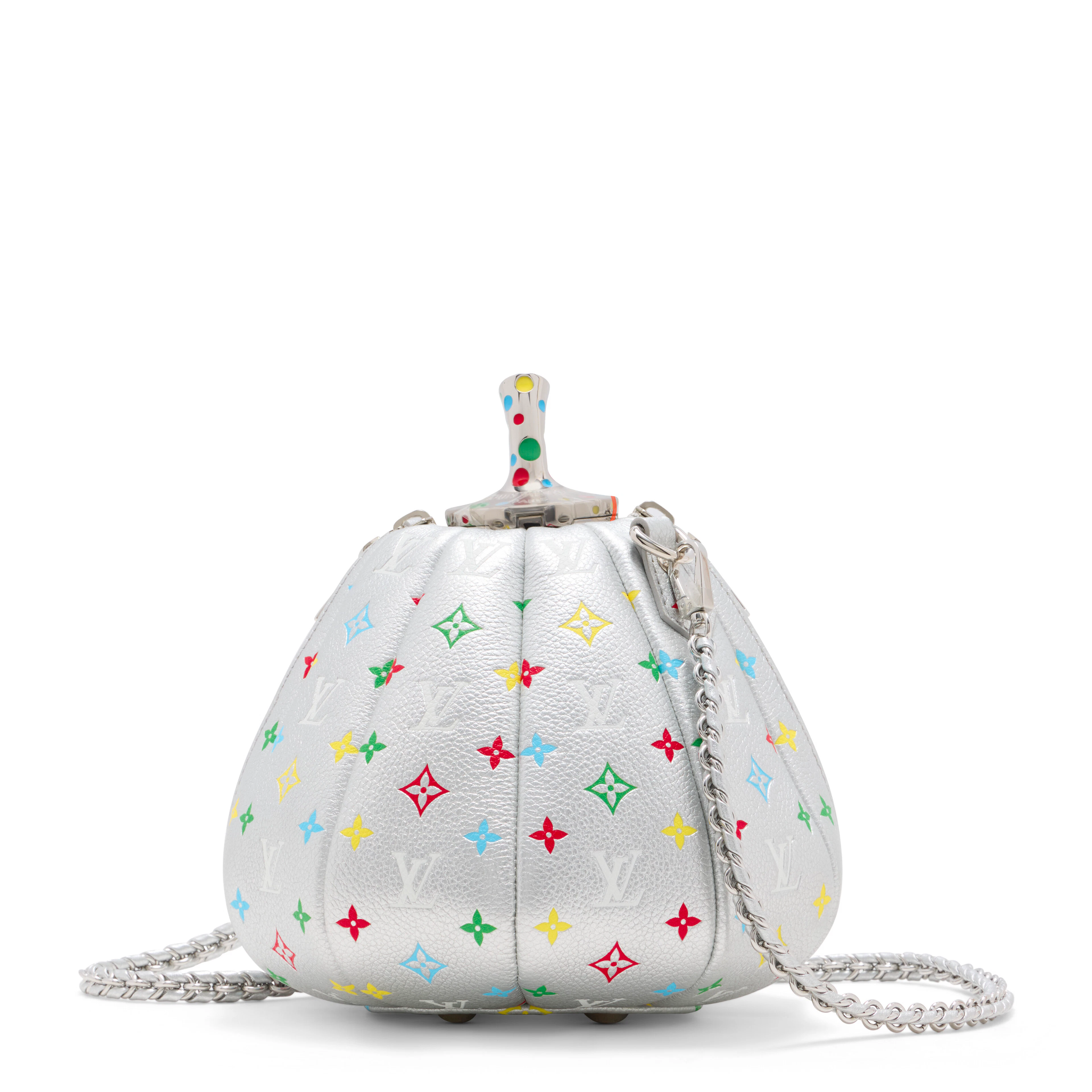 A RARE, LIMITED EDITION SILVER MONOGRAM PUMPKIN BAG WITH SILVER HARDWARE