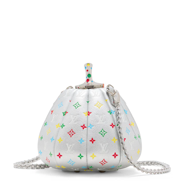 A RARE, LIMITED EDITION SILVER MONOGRAM PUMPKIN BAG WITH SILVER HARDWARE