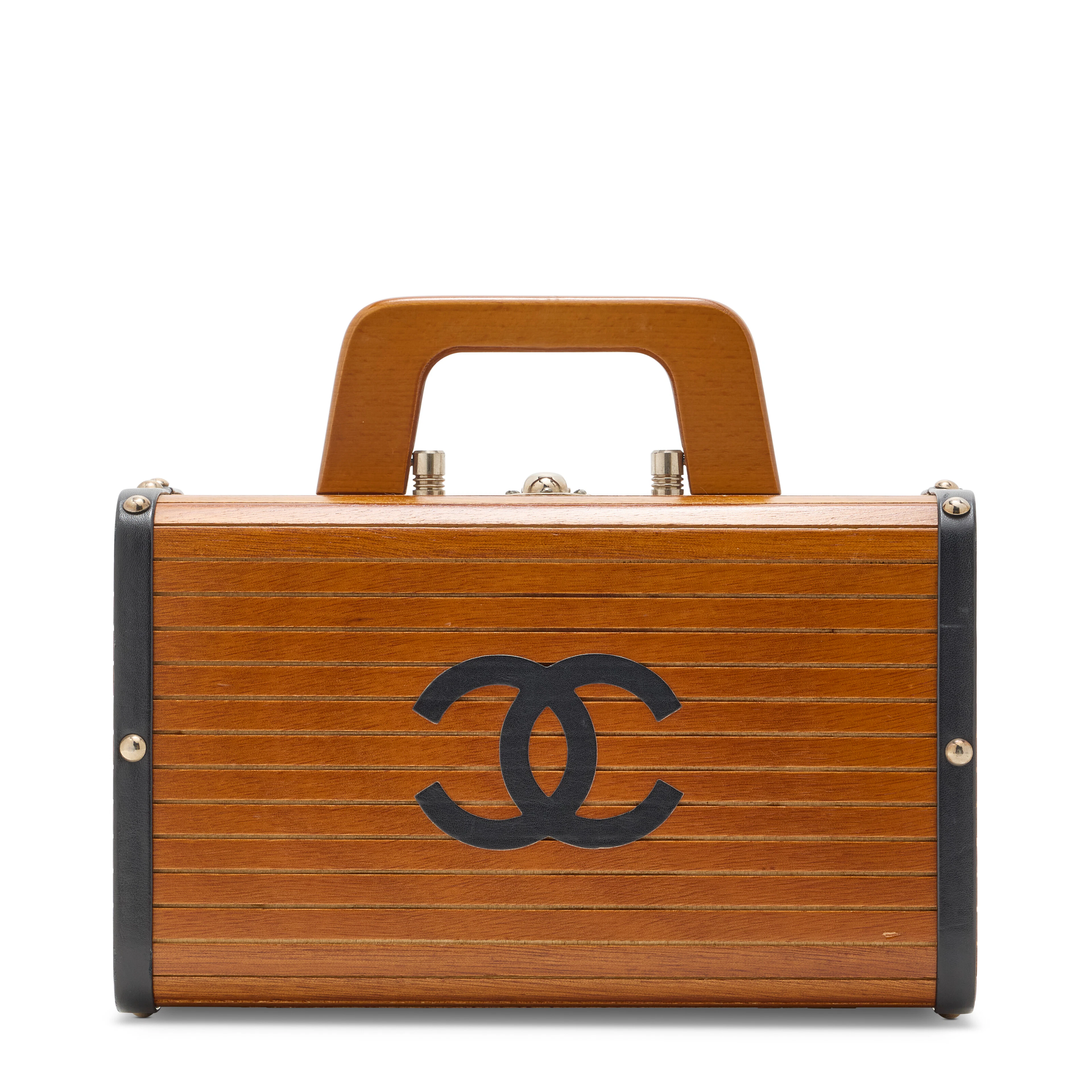 A Brown Wood Vanity Case