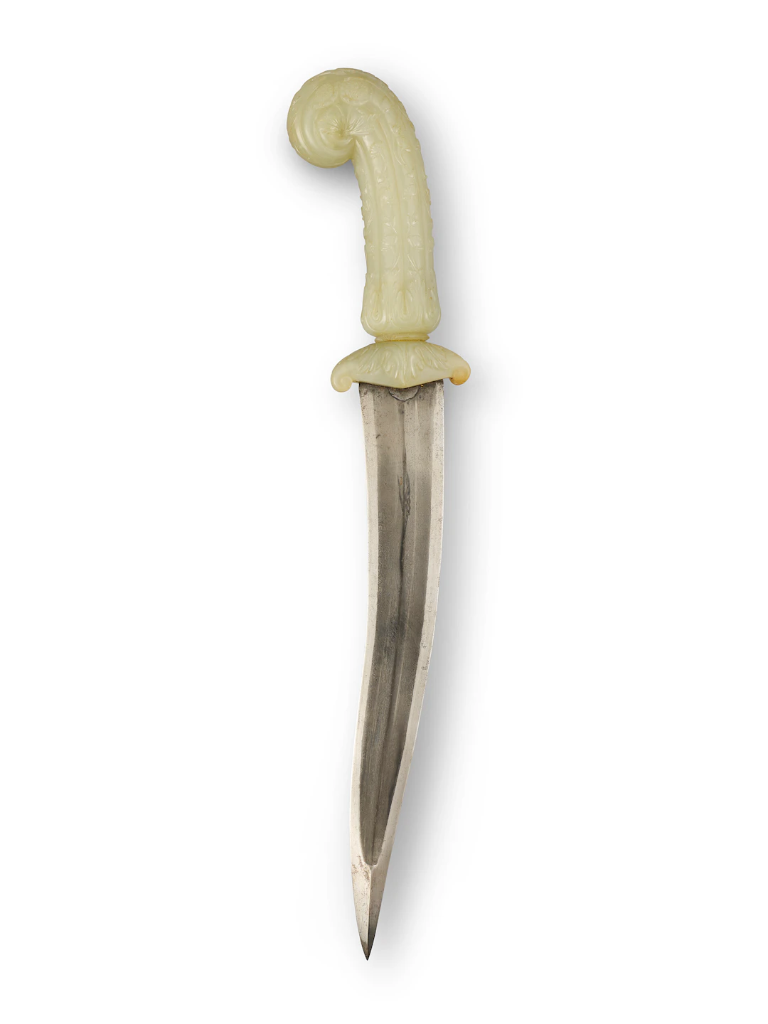 An Exceptionally Fine Pale Jade ‘Pistol-Grip’ Dagger ( Khanjar )