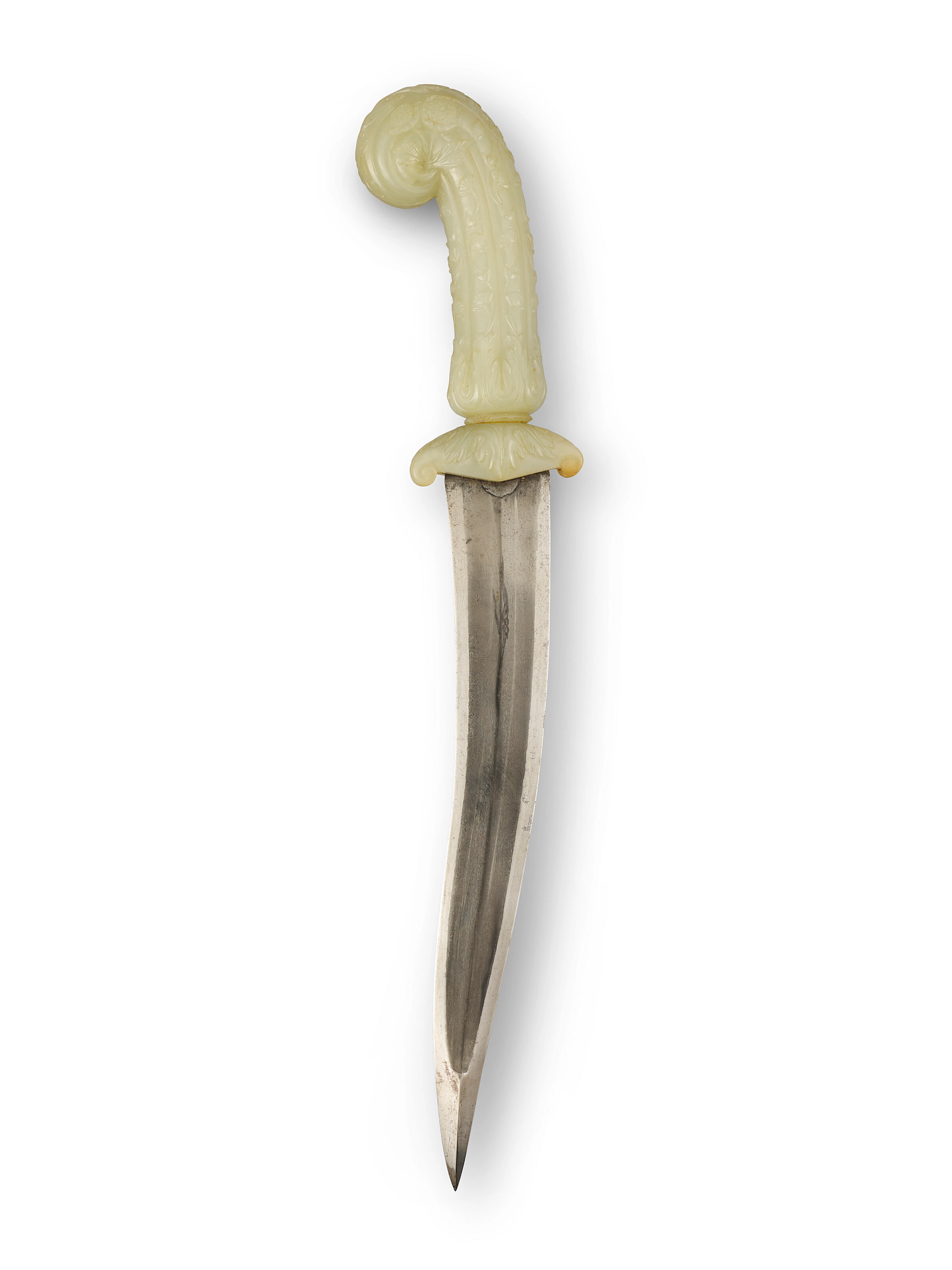 An Exceptionally Fine Pale Jade ‘Pistol-Grip’ Dagger ( Khanjar )