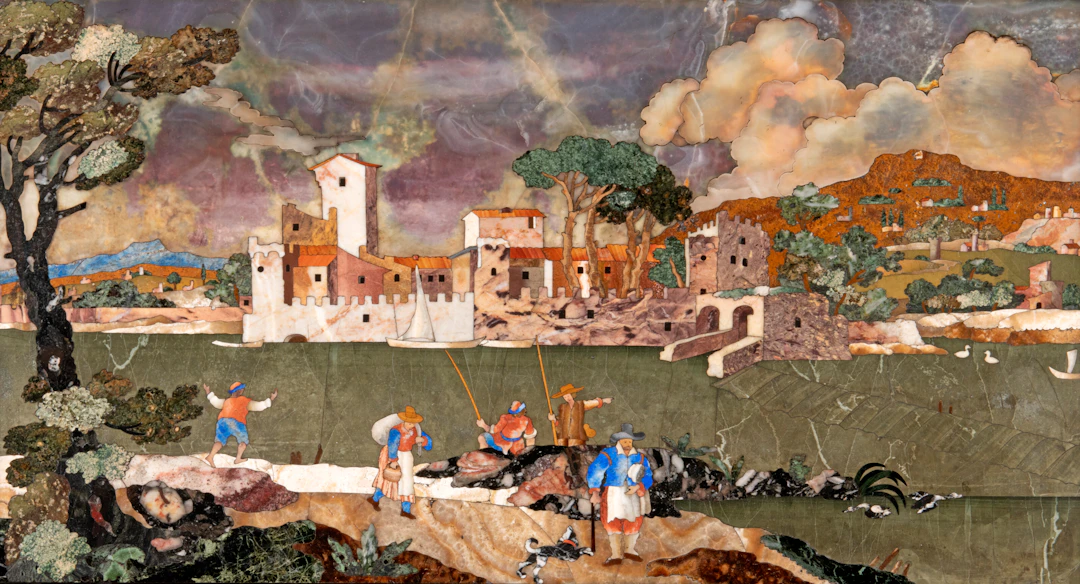A Large Italian Pietra Dura Plaque