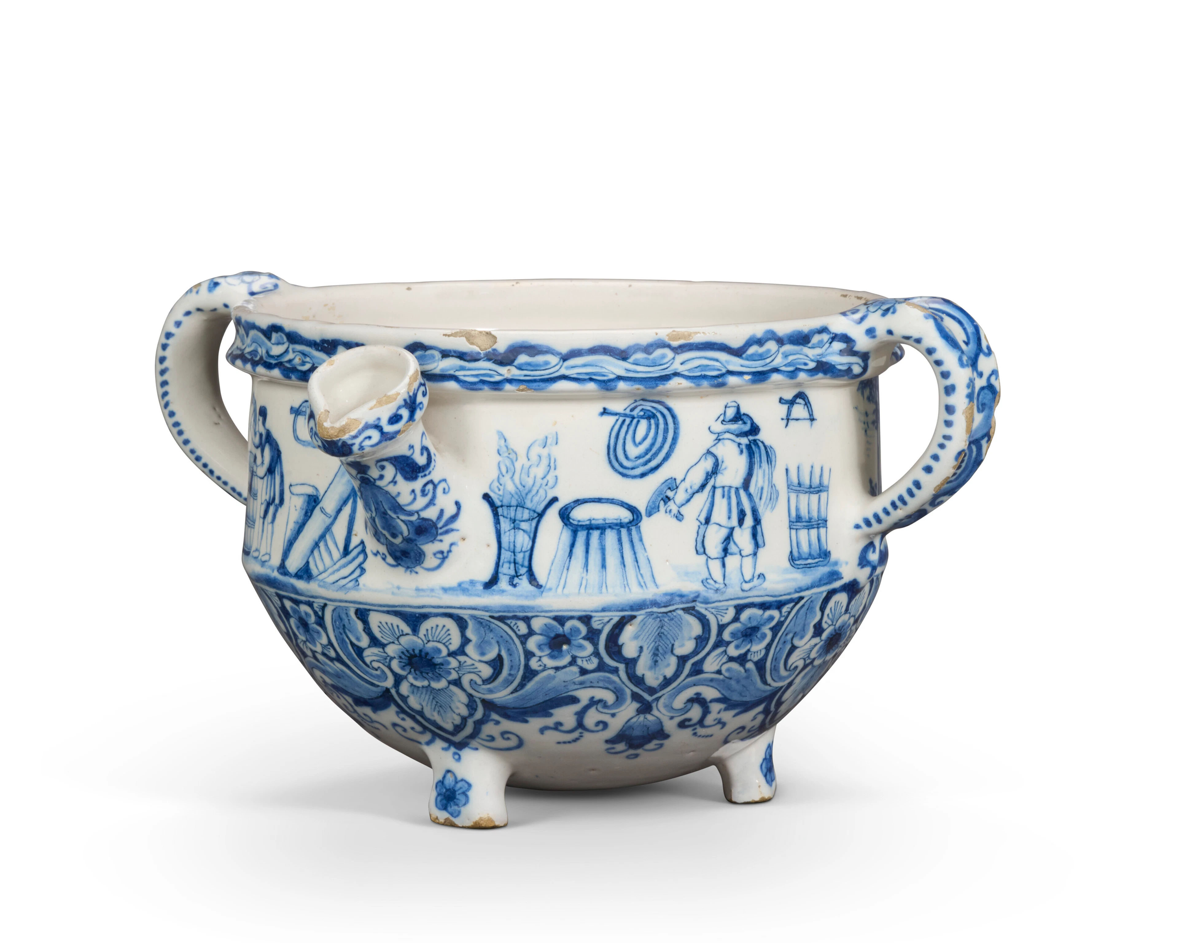 A Dutch Delft Blue and White Two-Handled Cream-Bowl