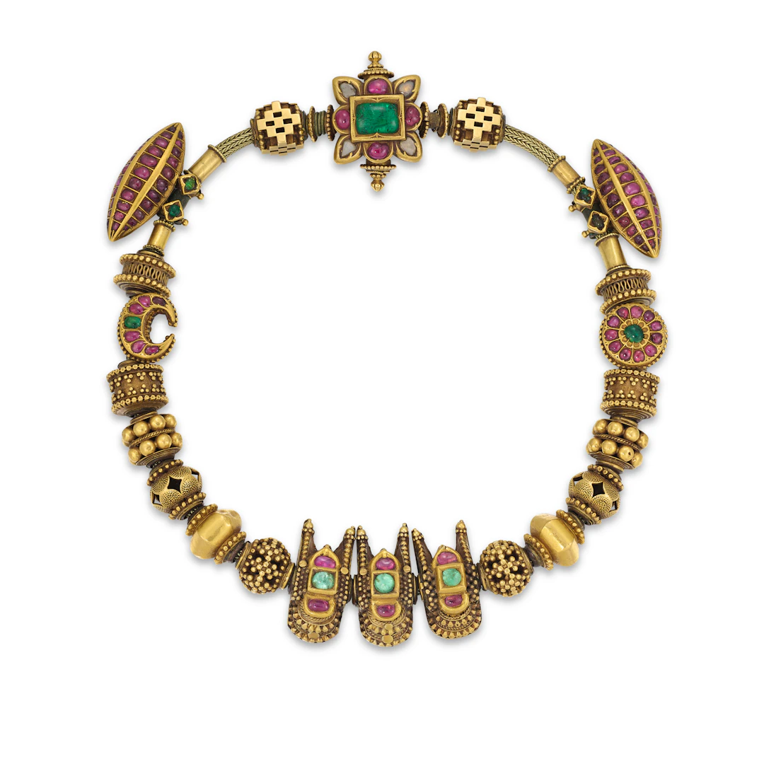 A Gem-Set Gold 'Temple' Necklace
