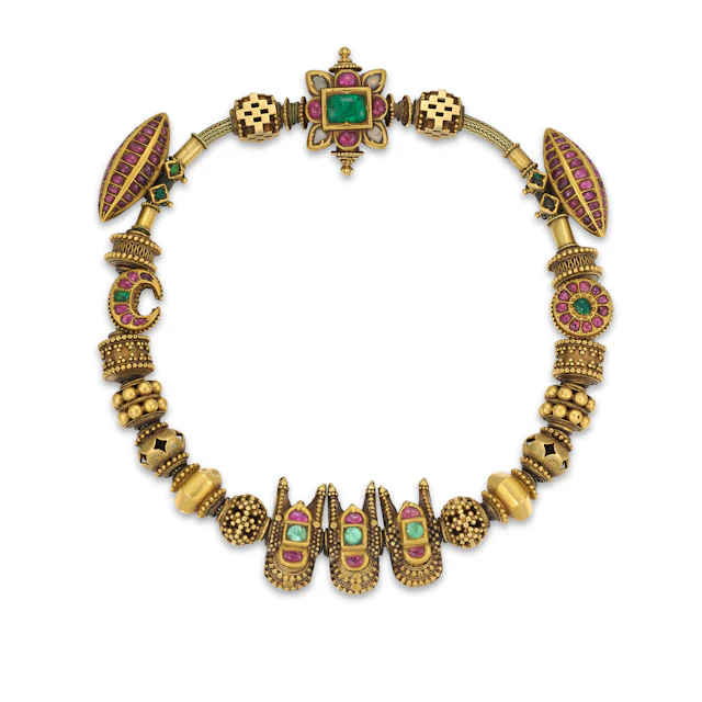A Gem-Set Gold 'Temple' Necklace
