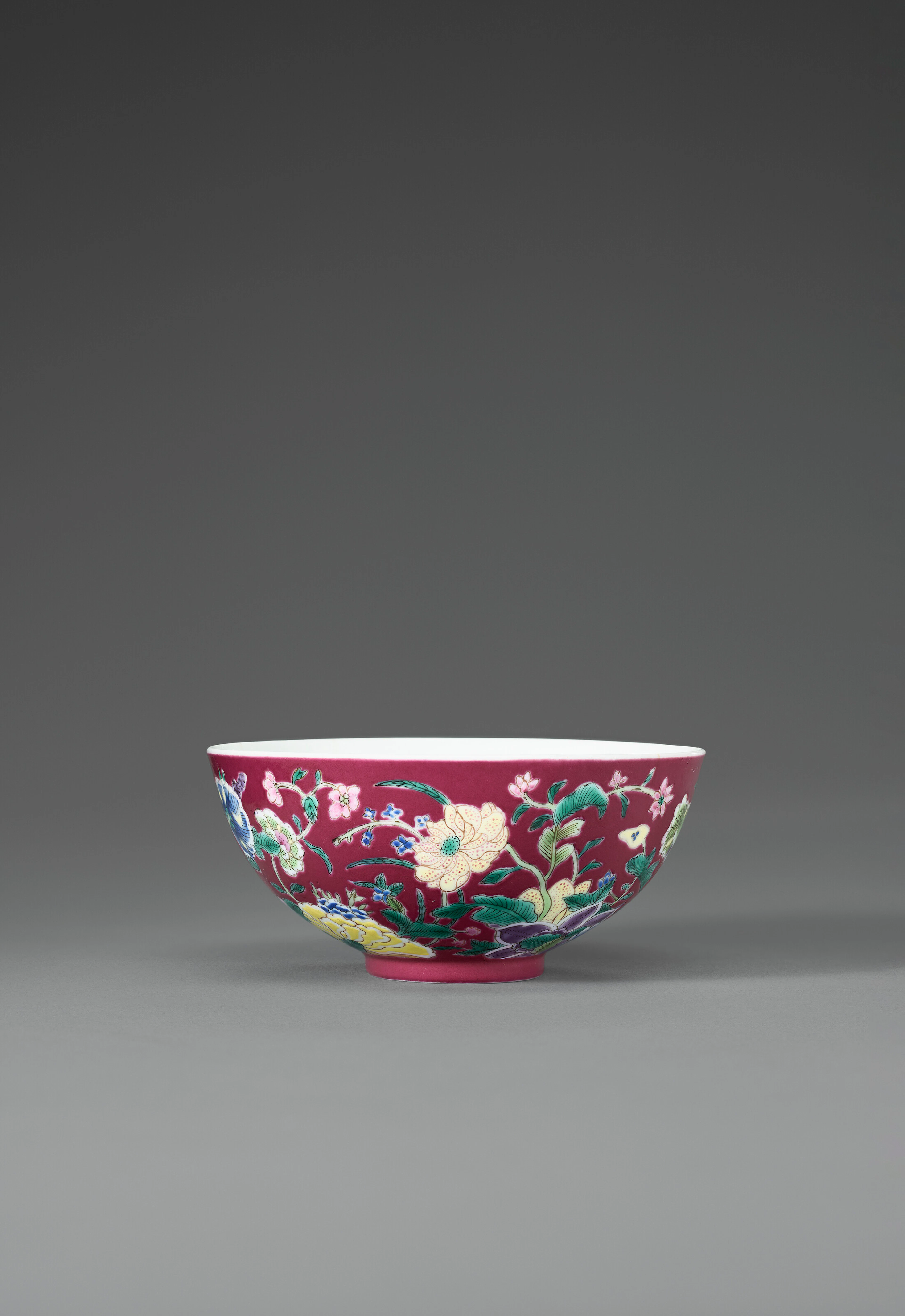 A Rare Small Famille Rose Ruby-Ground Cup
