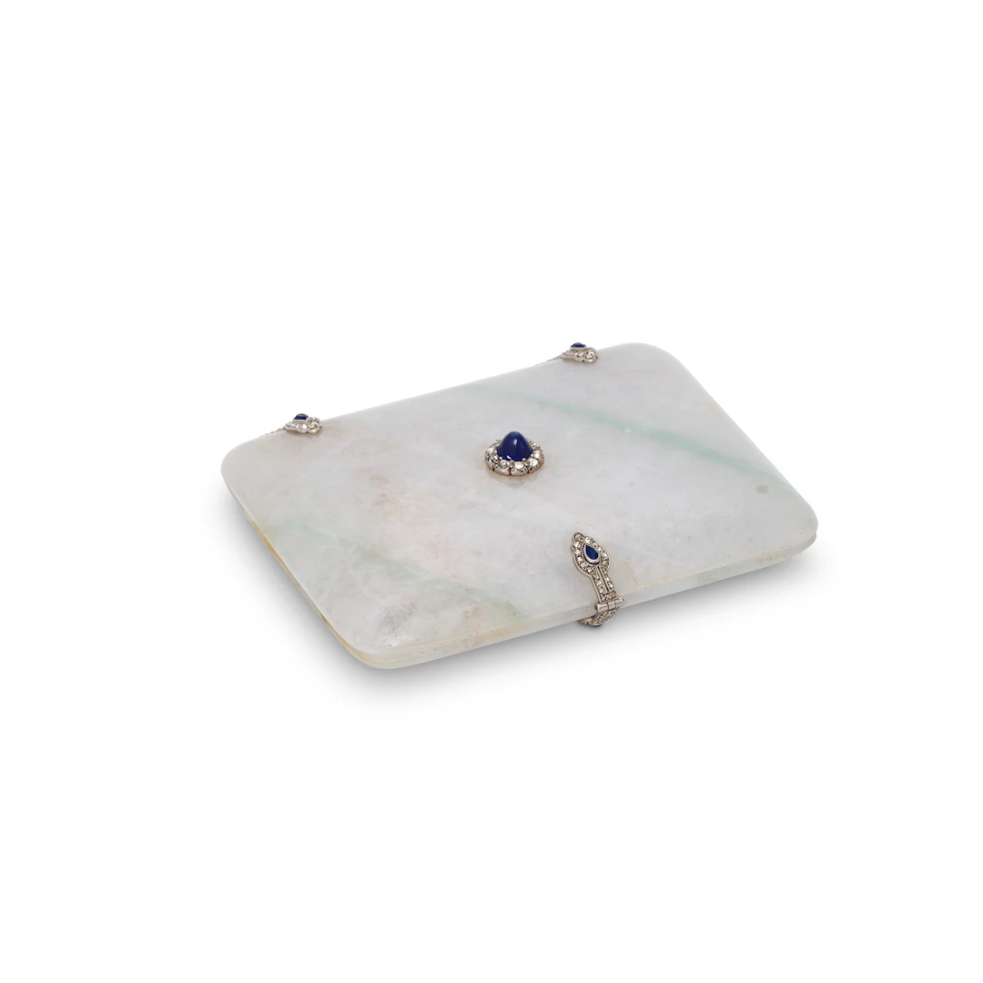 Art Deco Jade, Sapphire and Diamond Cigarette Case