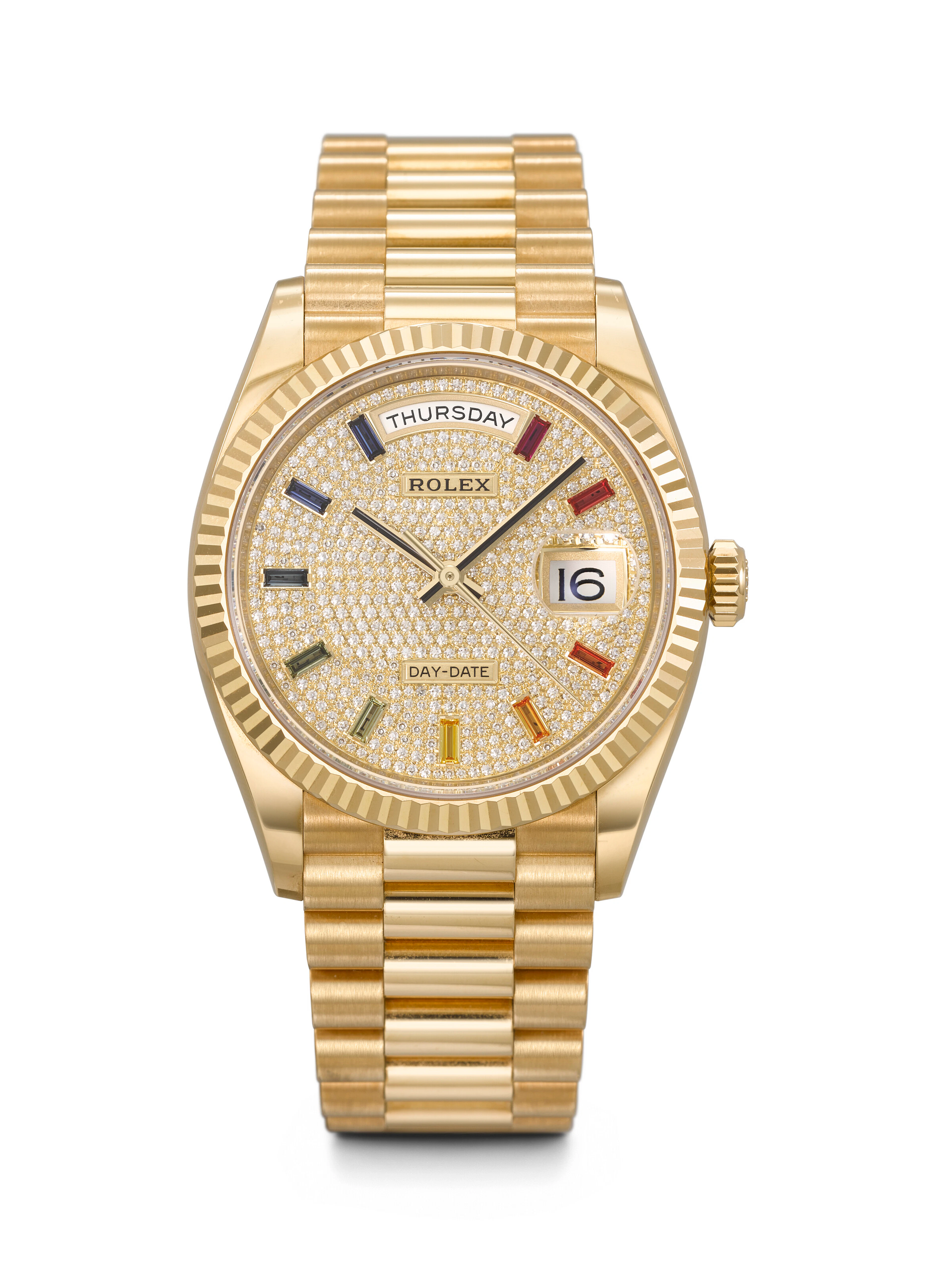 Rolex. A Dazzling 18K Gold, Diamond and Multi-Colored Sapphire-Set